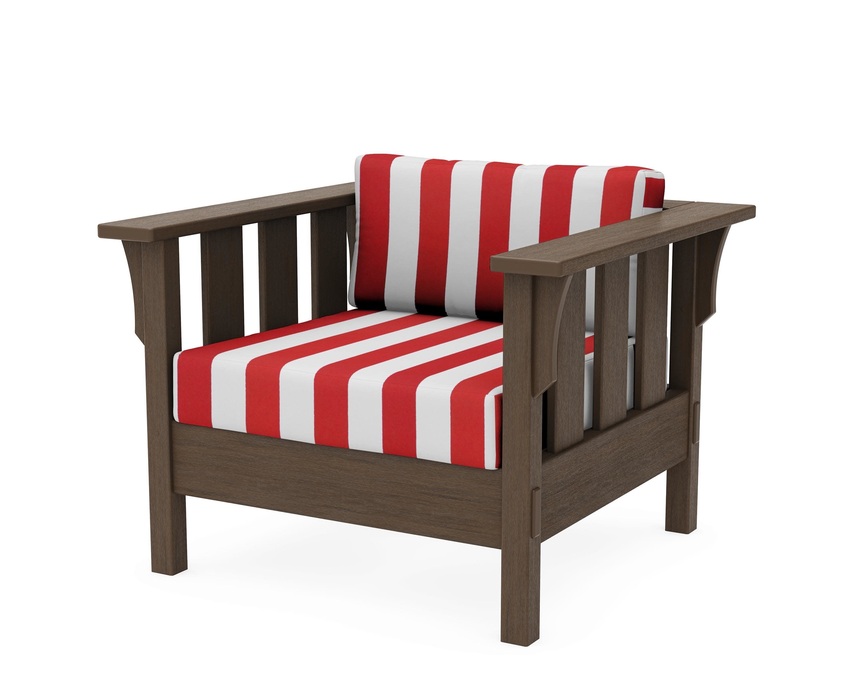 Acadia Deep Seating Chair in Kona / Cabana Stripe Crimson