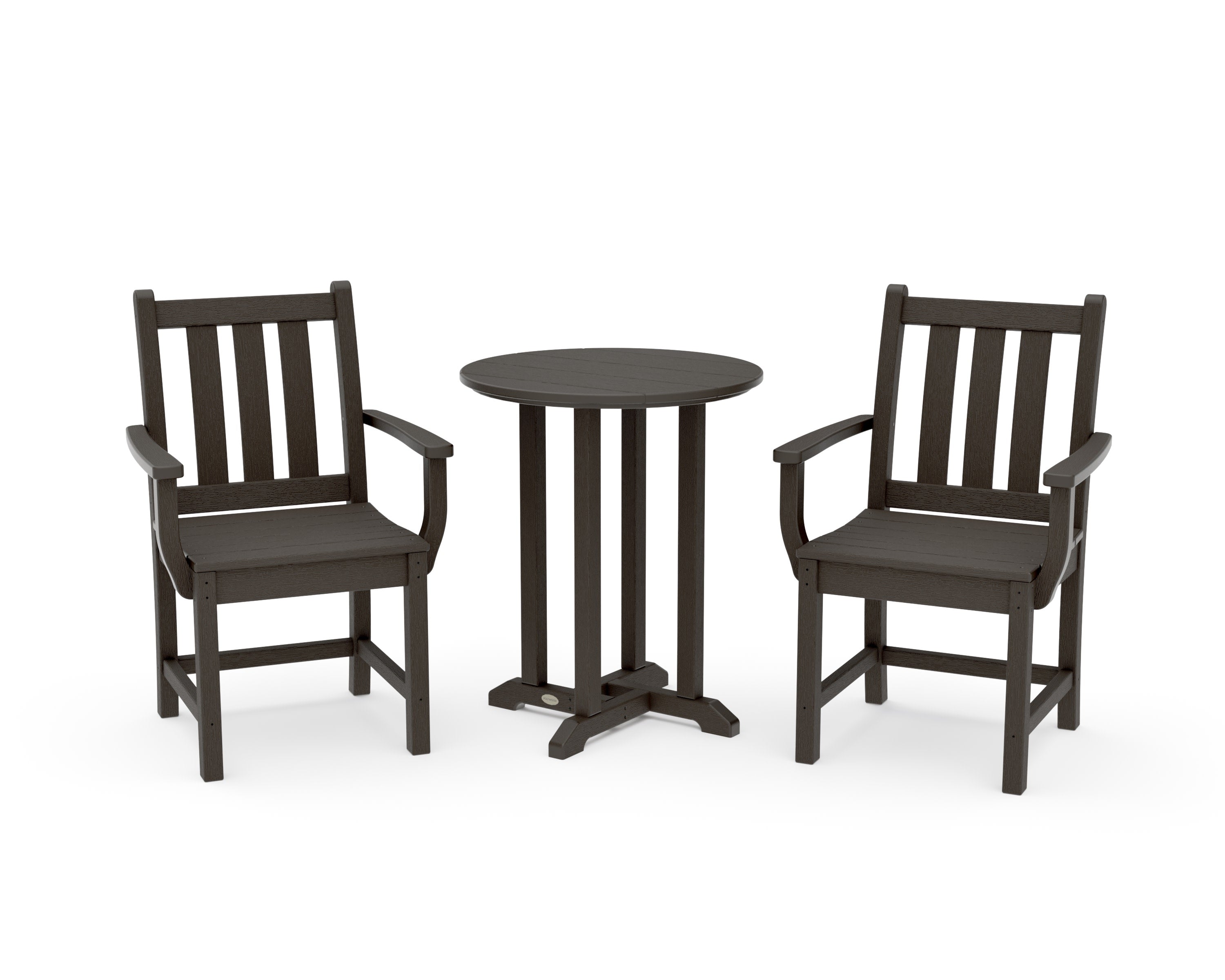 Traditional Garden 3-Piece Round Bistro Dining Set in Vintage Coffee