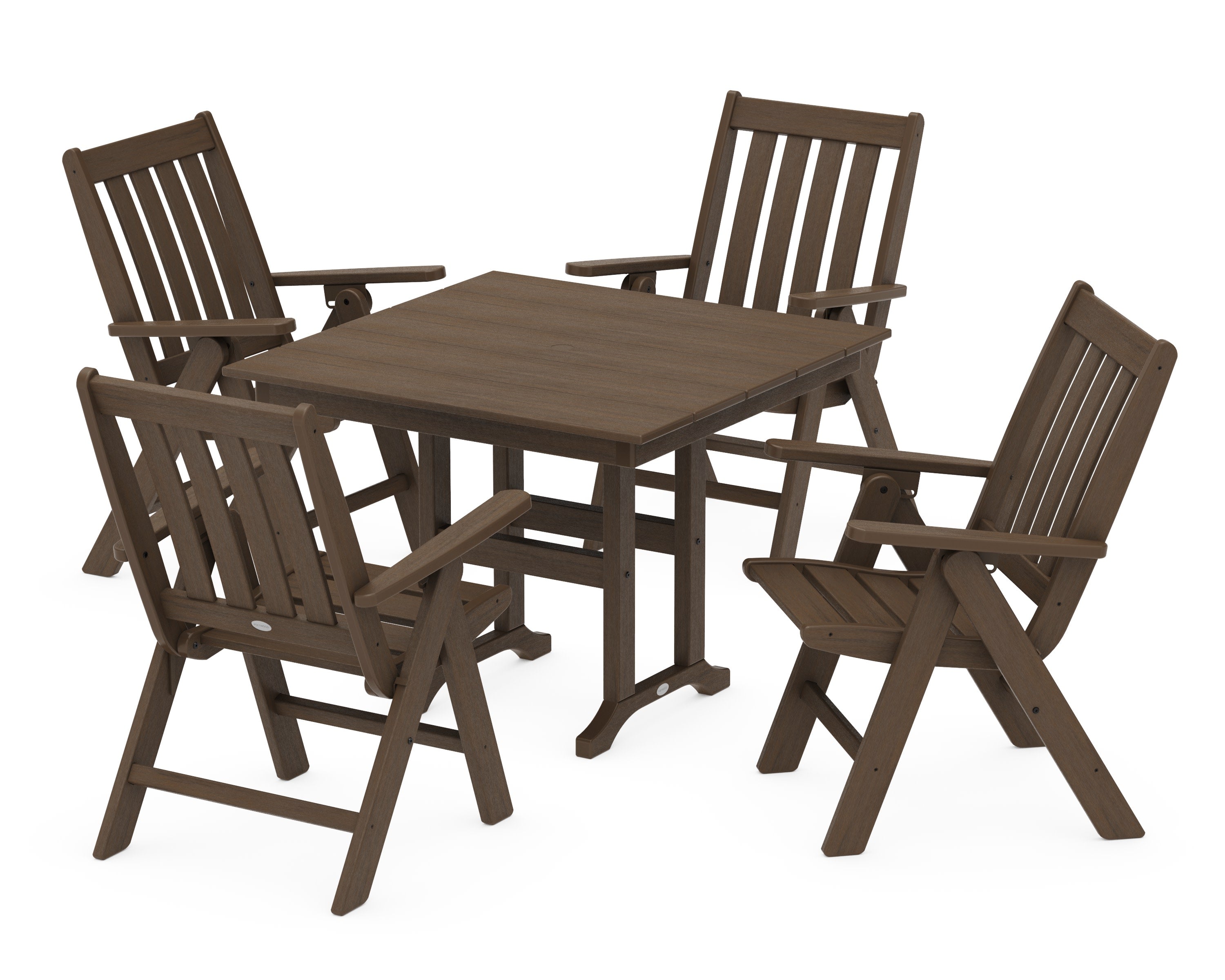 Vineyard Folding Chair 5-Piece Farmhouse Dining Set in Kona
