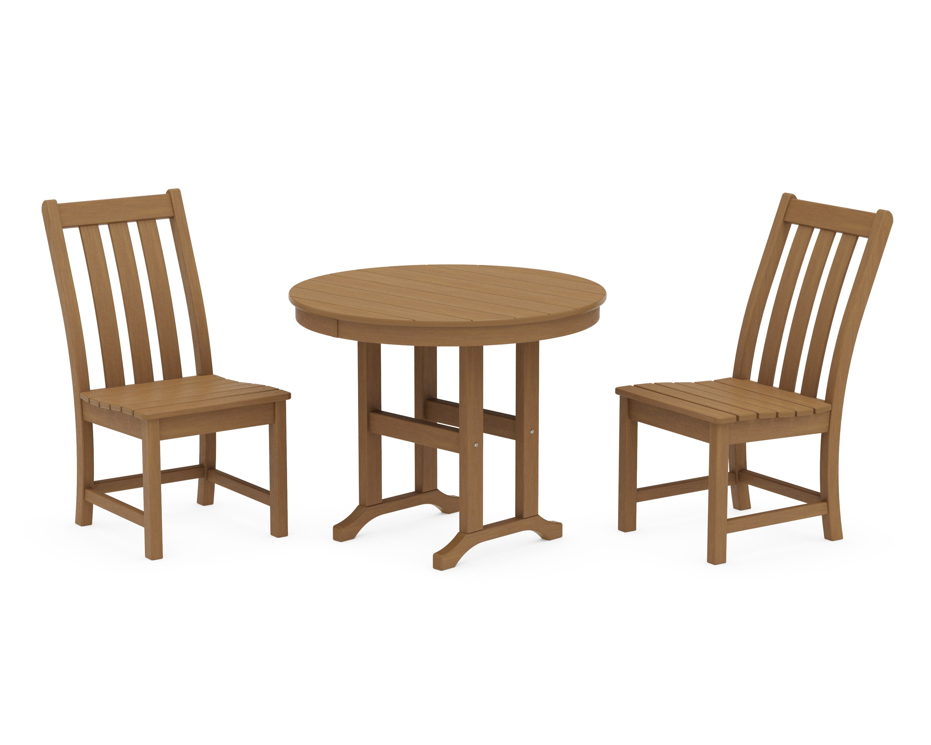 Vineyard Side Chair 3-Piece Round Dining Set in Natural