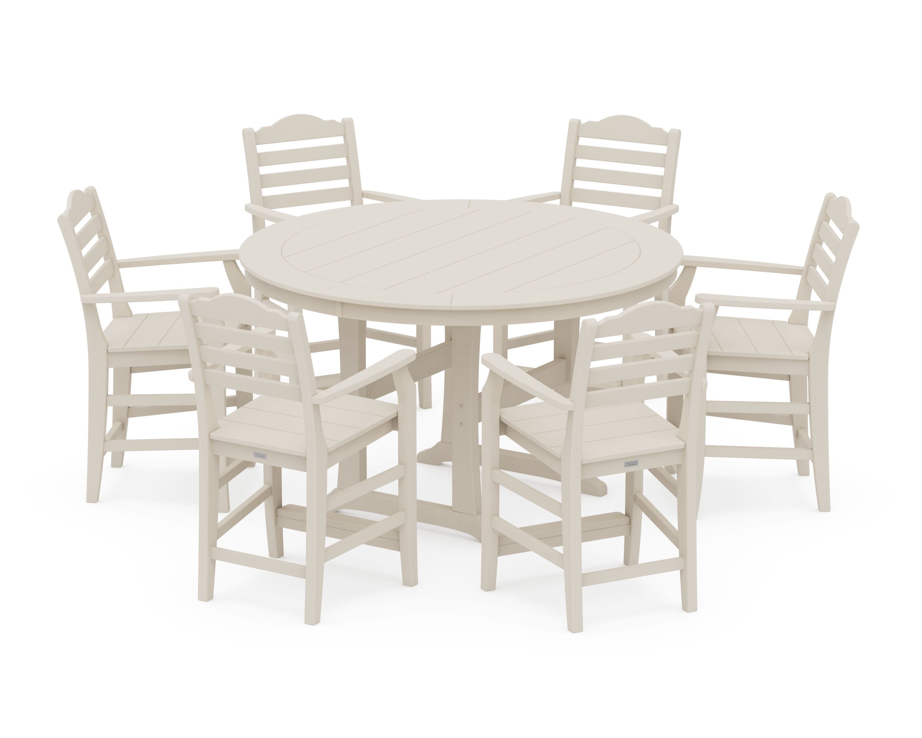 Savannah 7-Piece Arm Chair Round Counter Set in Sand