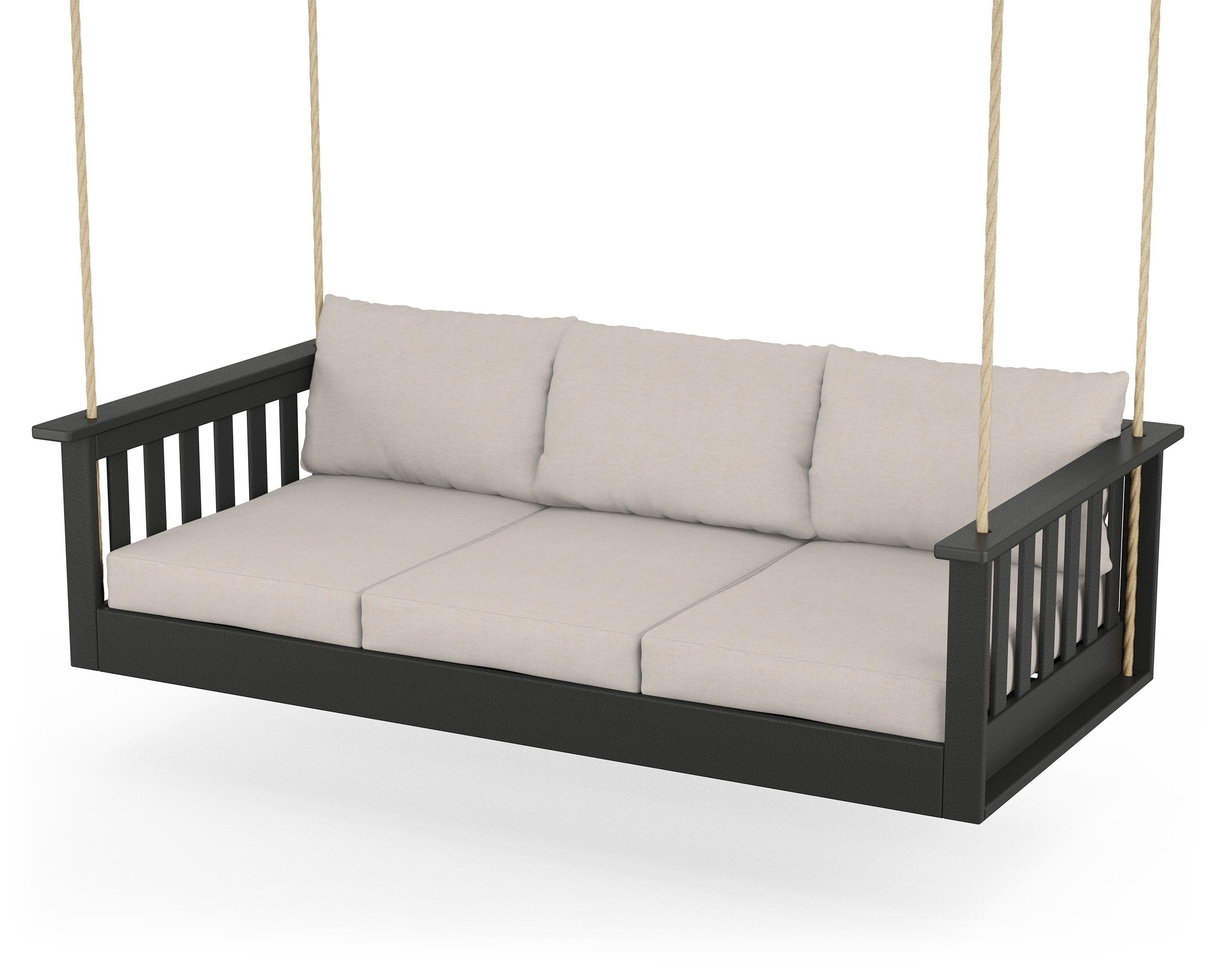 Vineyard Daybed Swing in Black / Nuance Cloud