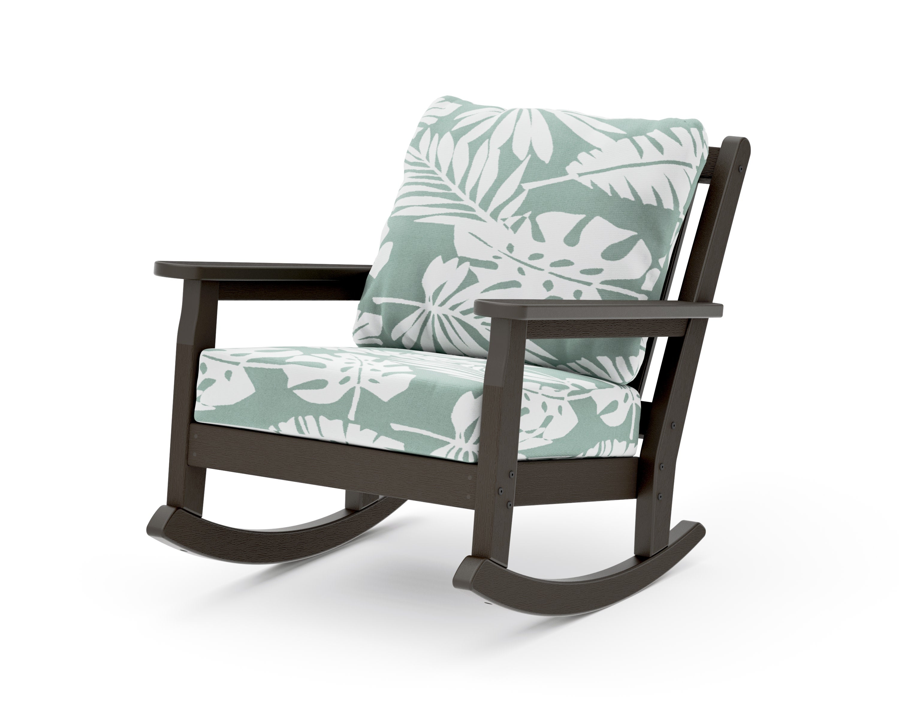 Chippendale Deep Seating Rocking Chair in Vintage Coffee / Leaf Glacier Spa