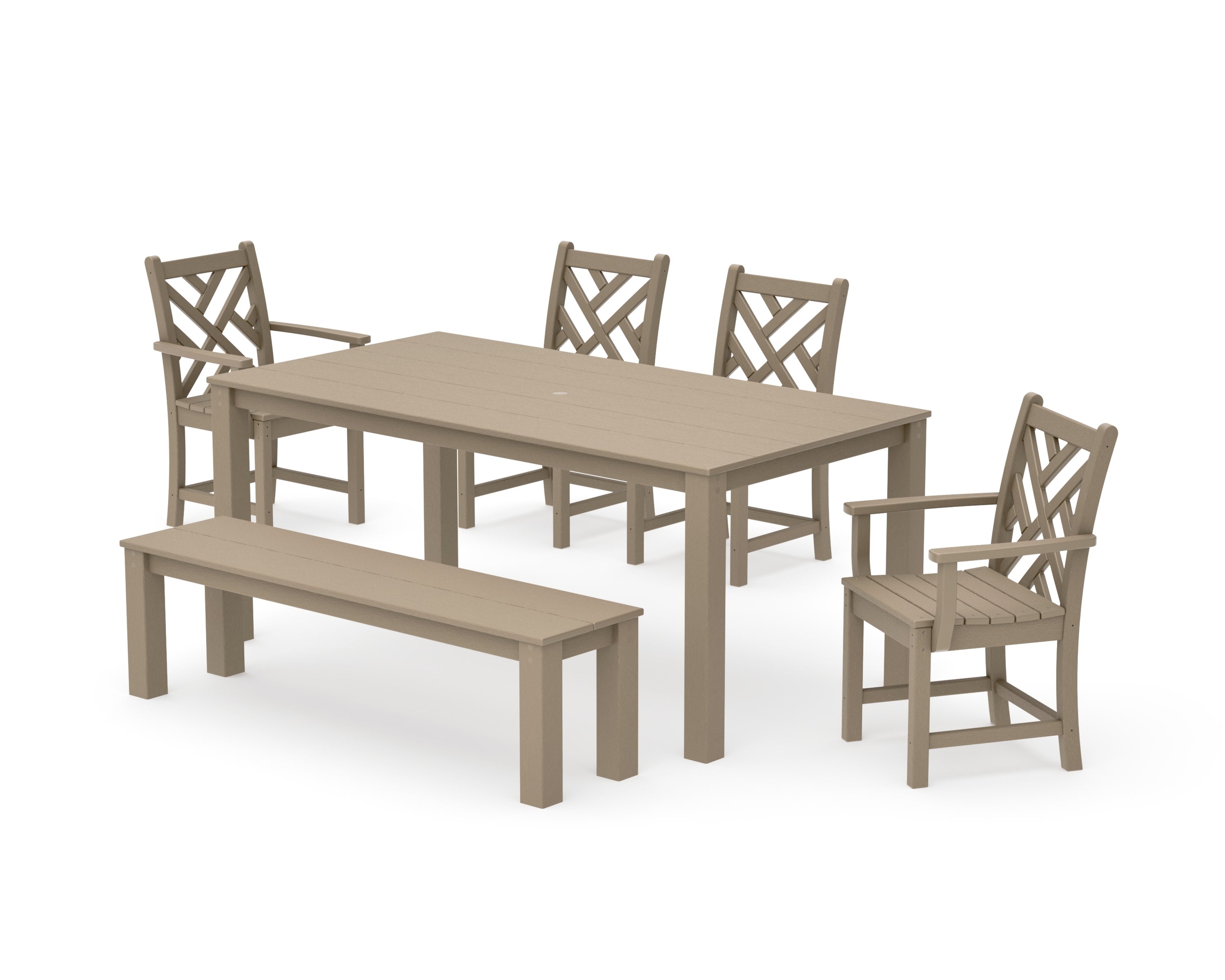 Chippendale 6-Piece Parsons Dining Set with Bench in Vintage Sahara