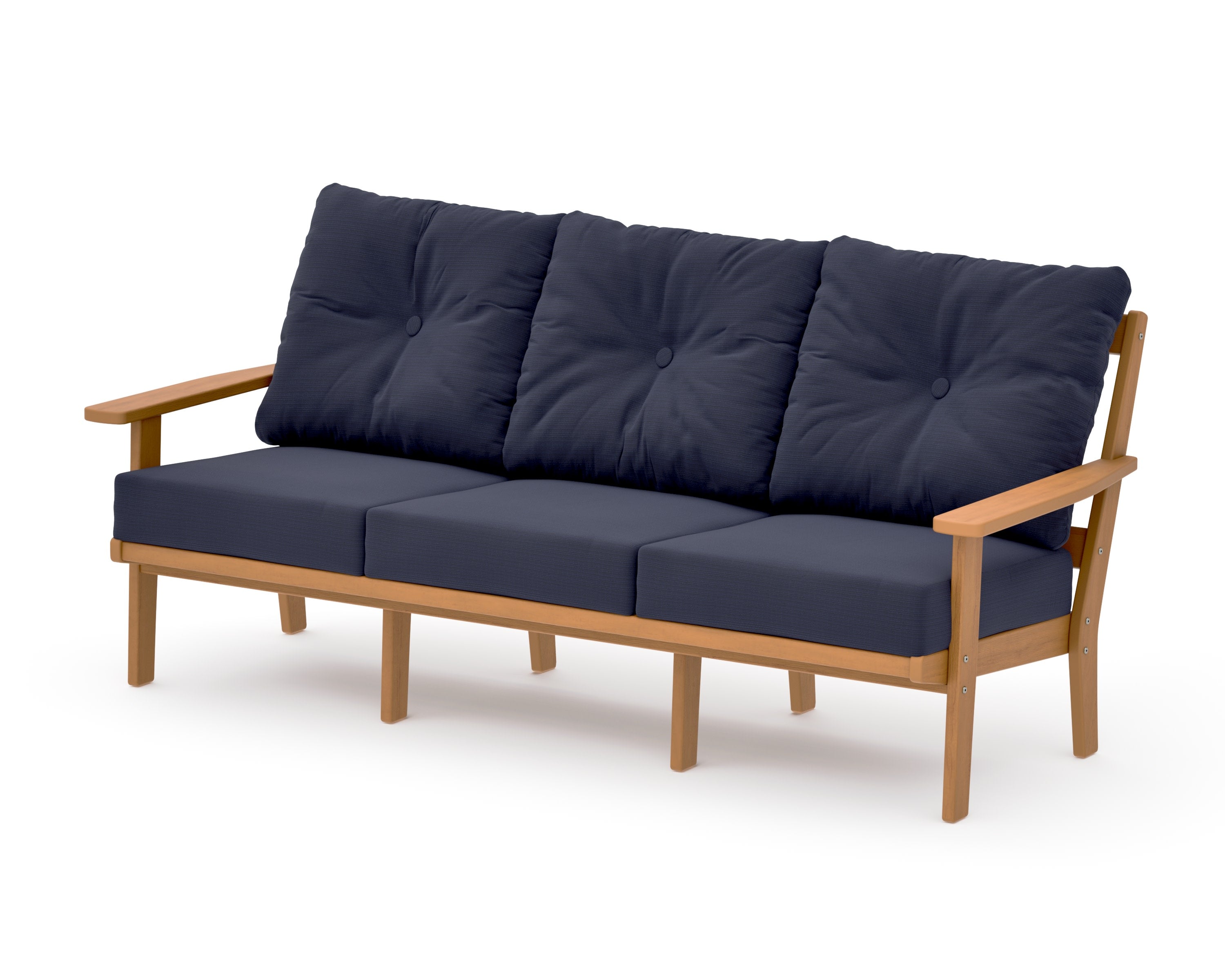 PrairieDeep Seating Sofa in Natural / Navy Linen