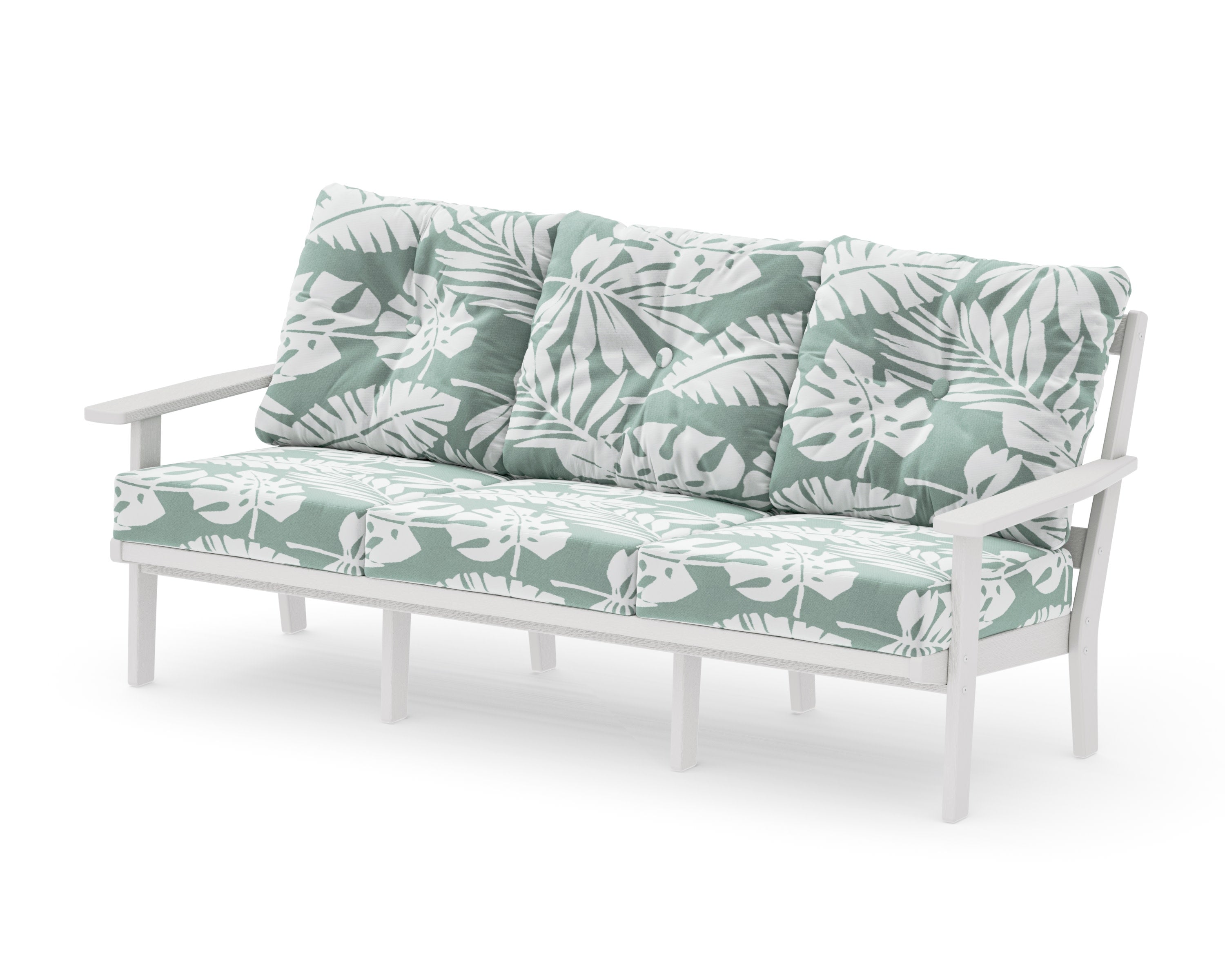 PrairieDeep Seating Sofa in Vintage White / Leaf Glacier Spa