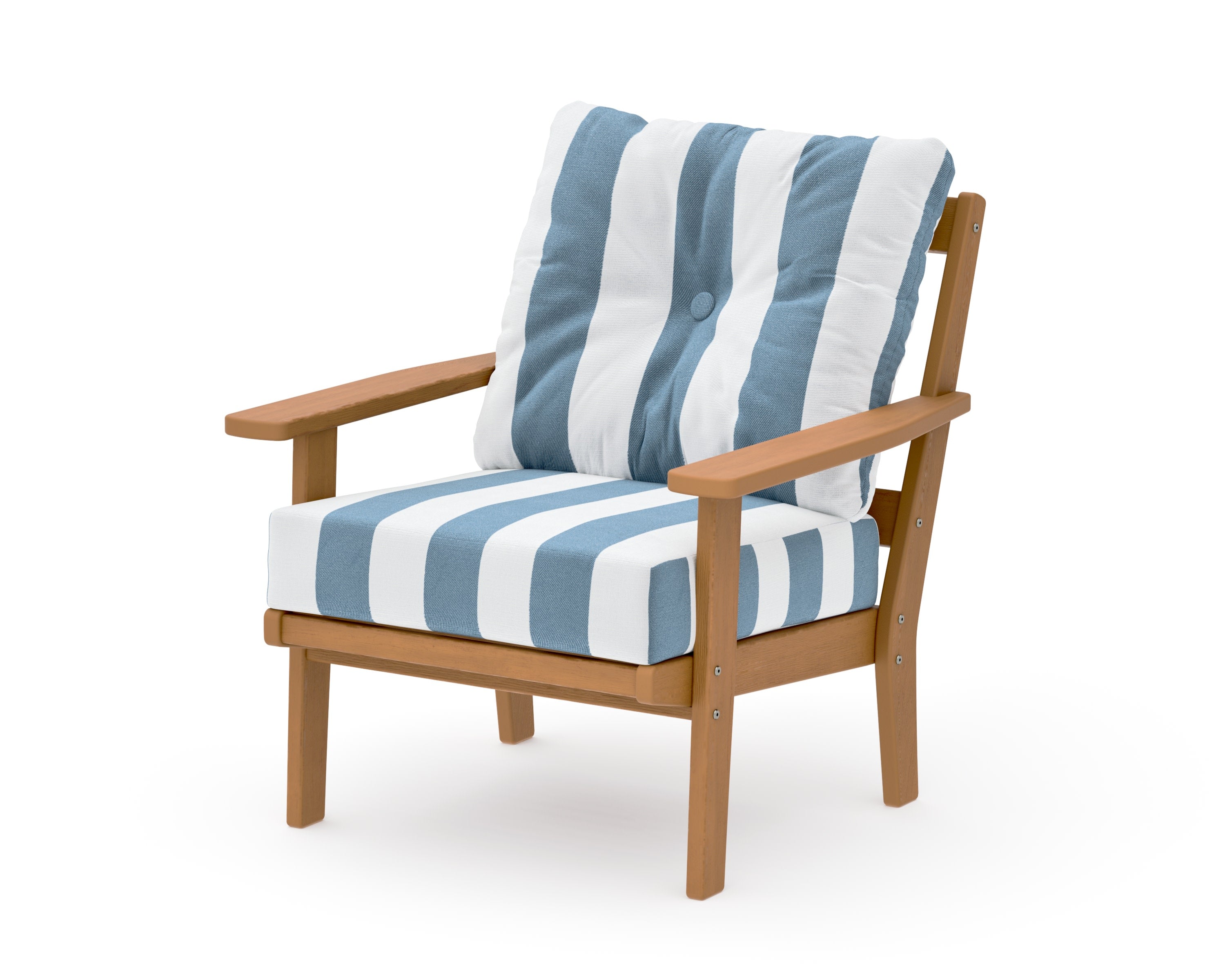 Prairie Deep Seating Chair in Natural / Cabana Stripe Sky Blue