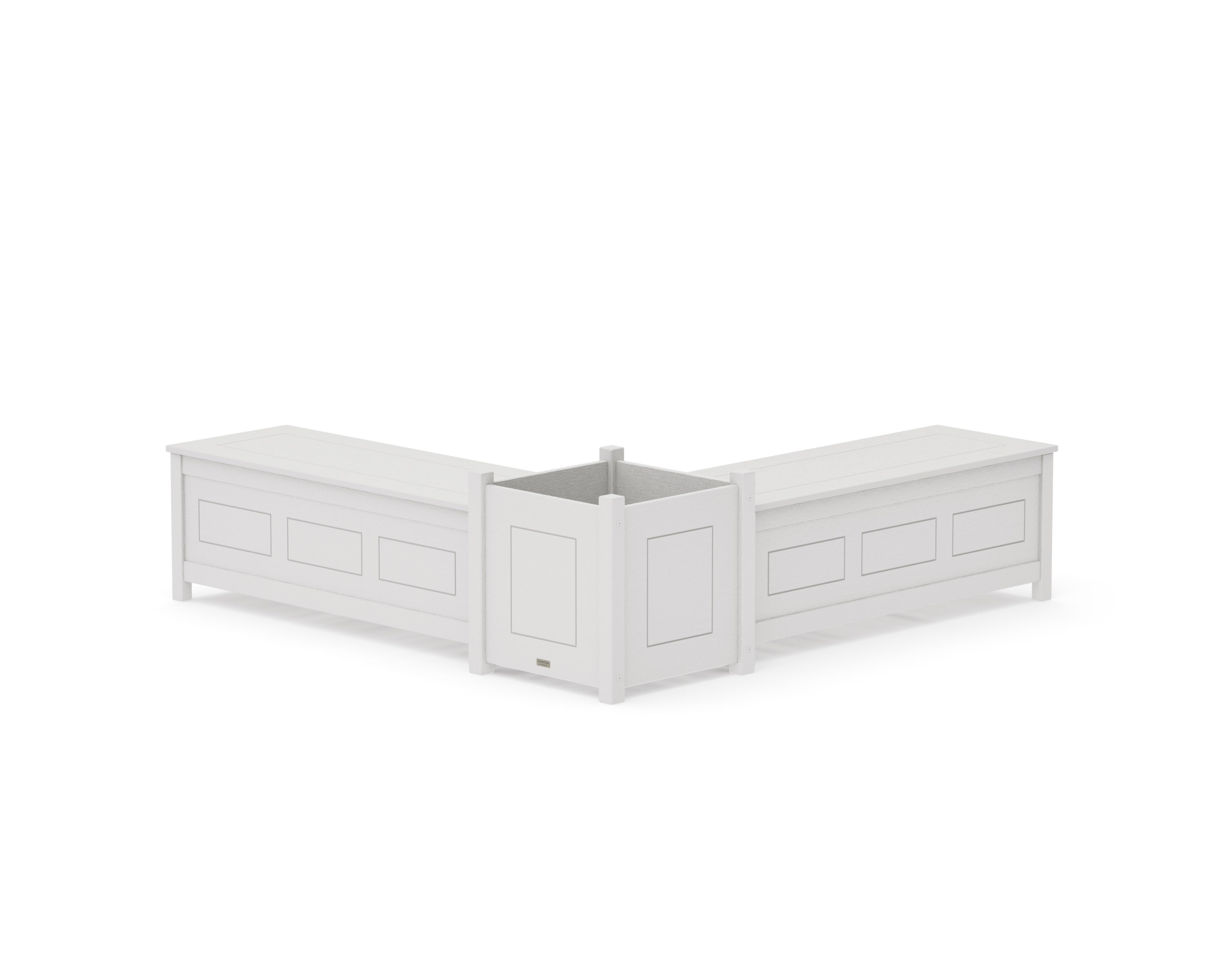 48" Country Living L- Shaped Planter Storage Bench Set- Large in Vintage White
