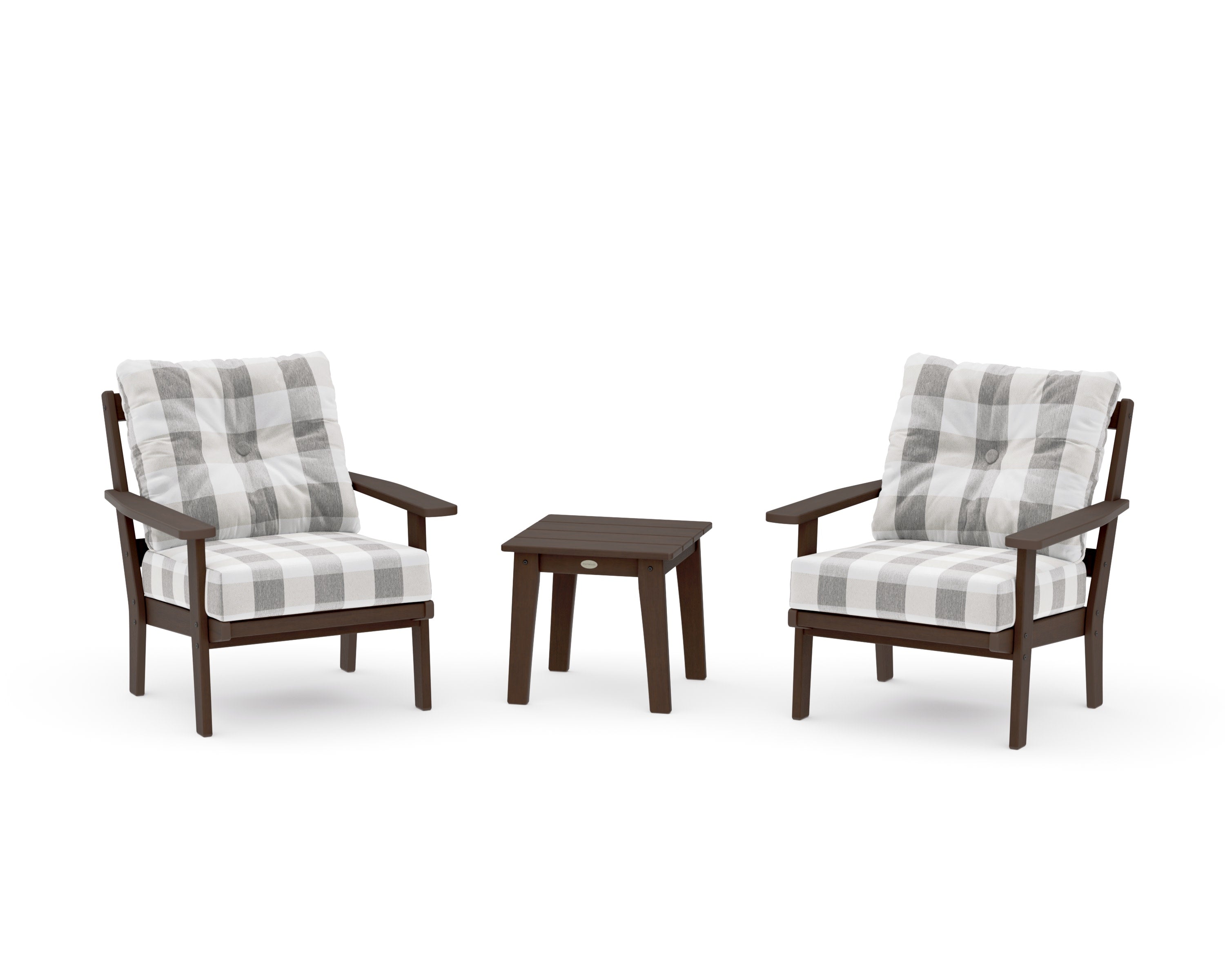 Prairie 3-Piece Deep Seating Set in Kona / Buffalo Plaid Grey Mist
