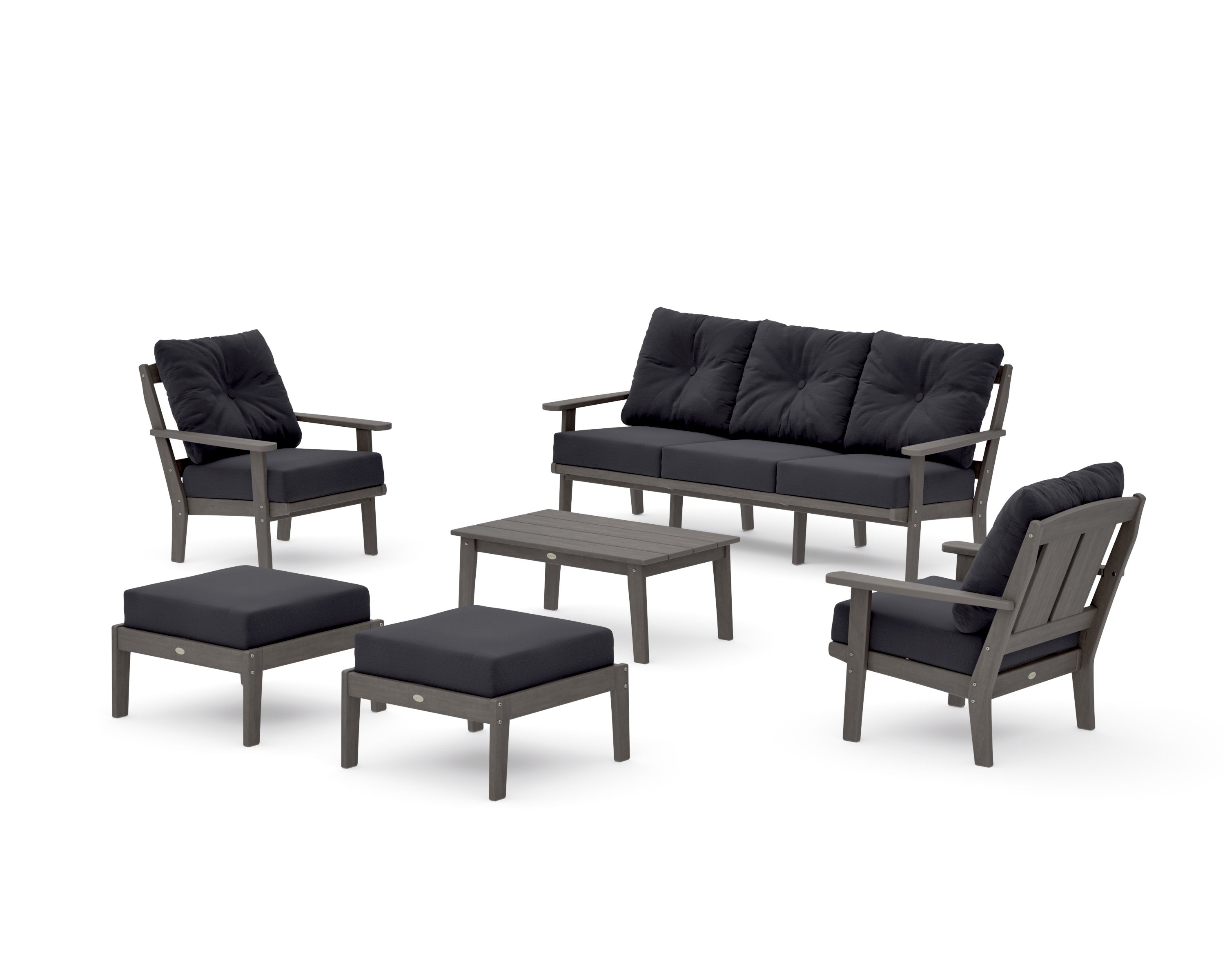 Mission 6-Piece Lounge Sofa Set in Driftwood / Midnight Linen