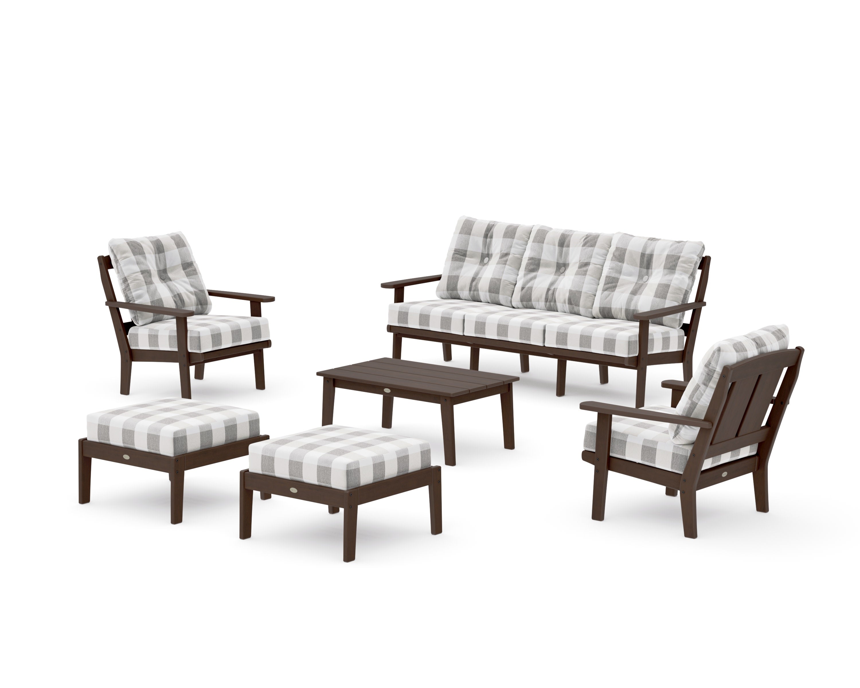 Mission 6-Piece Lounge Sofa Set in Kona / Buffalo Plaid Grey Mist