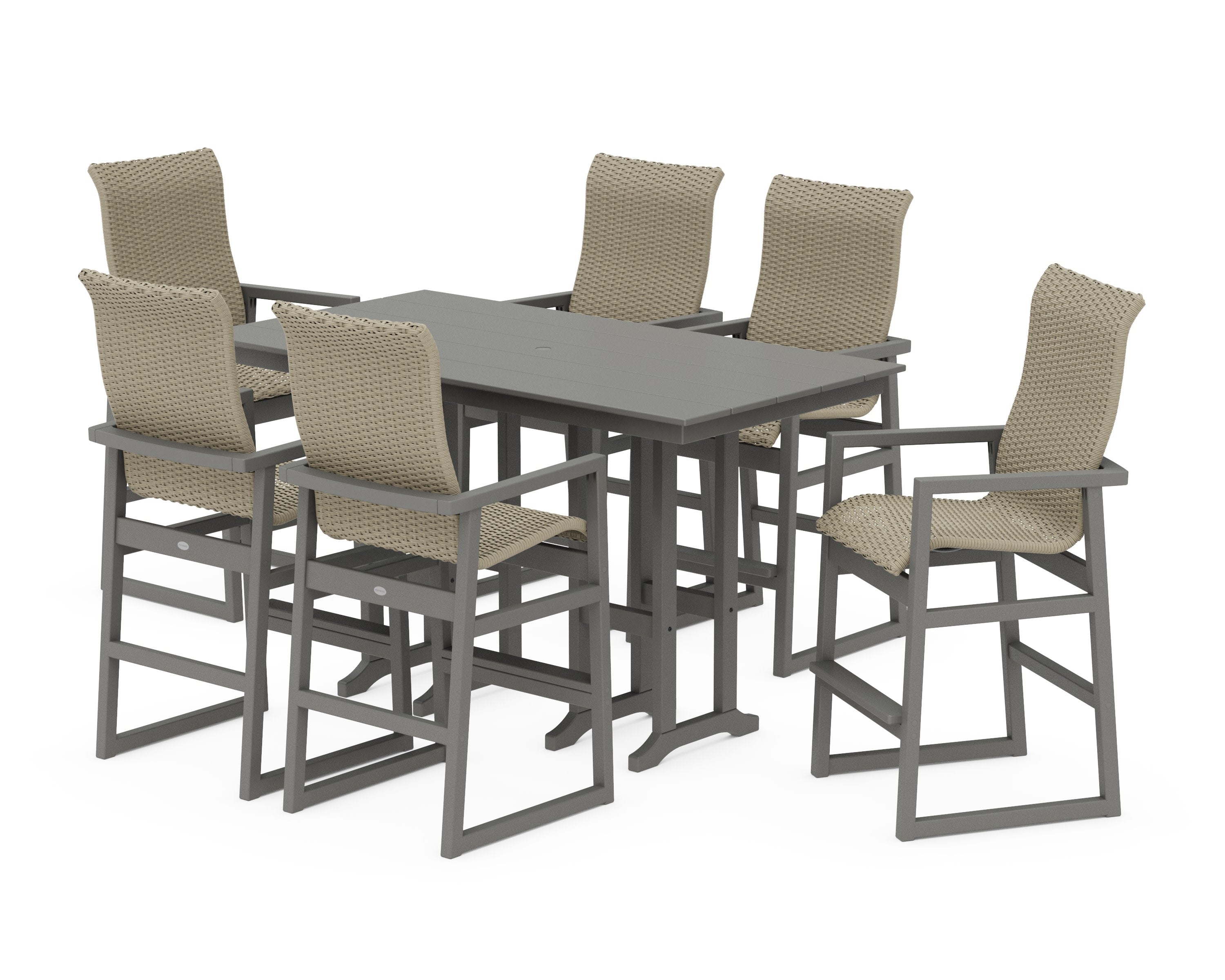 EDGE Woven Highback Arm Chair 7-Piece Farmhouse Bar Set