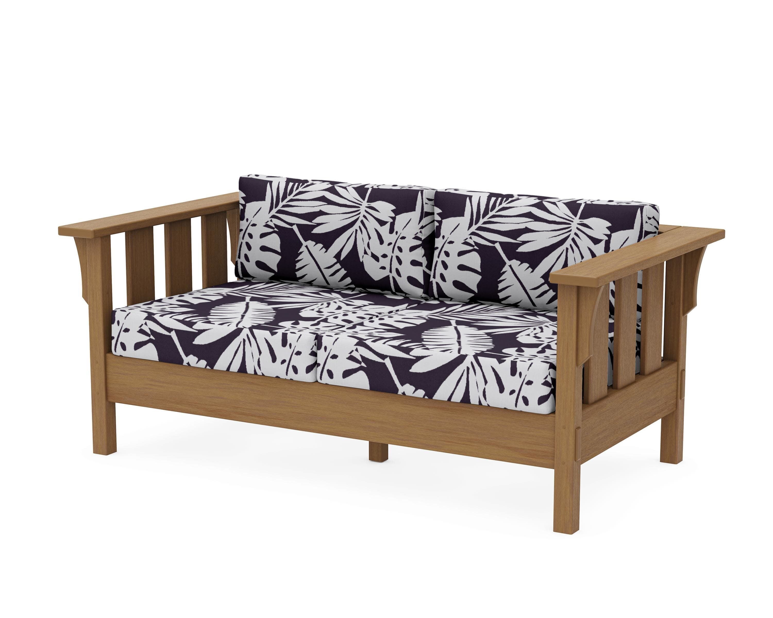 Acadia Deep Seating Loveseat in Natural / Leaf Navy
