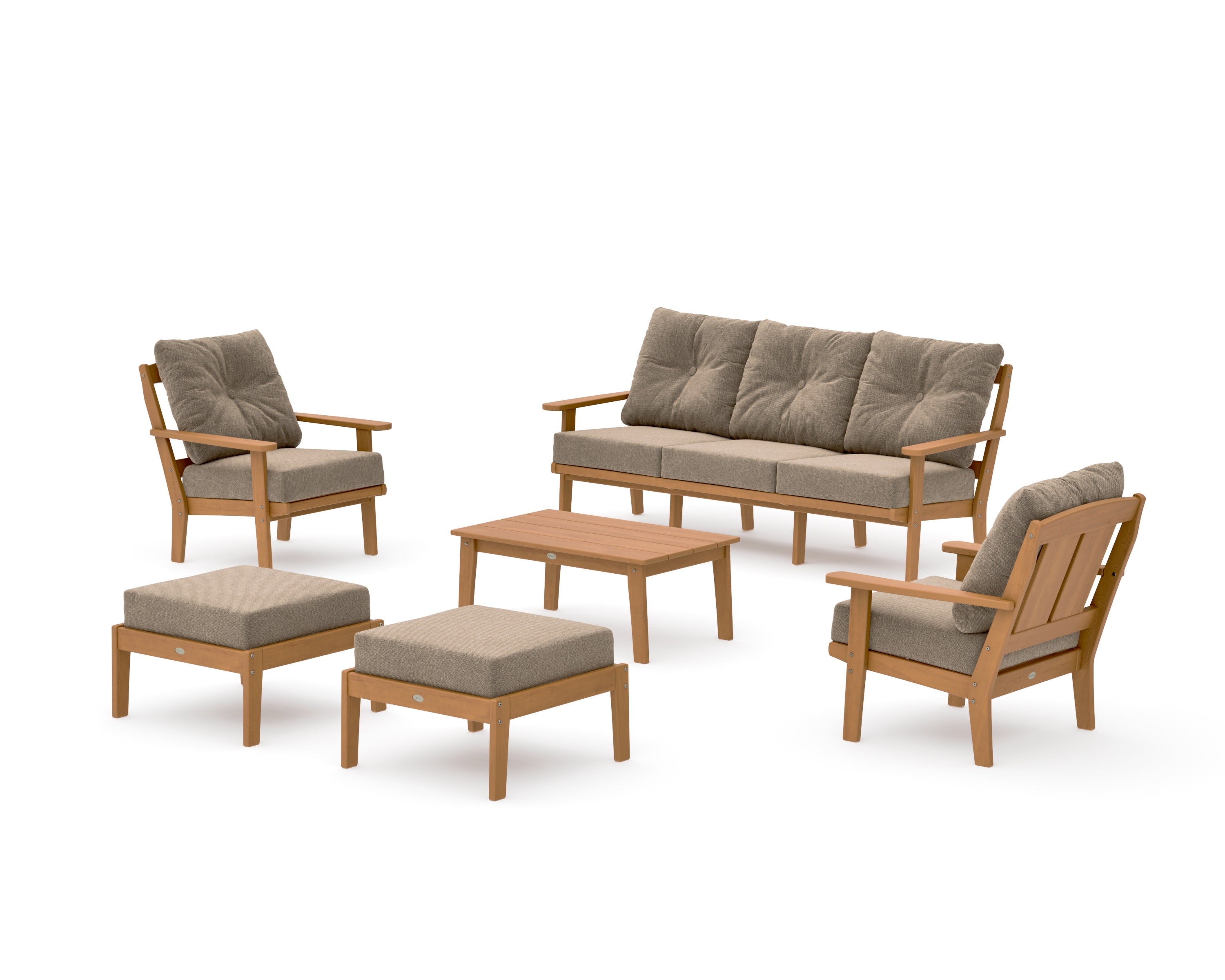 Mission 6-Piece Lounge Sofa Set in Natural / Spiced Burlap
