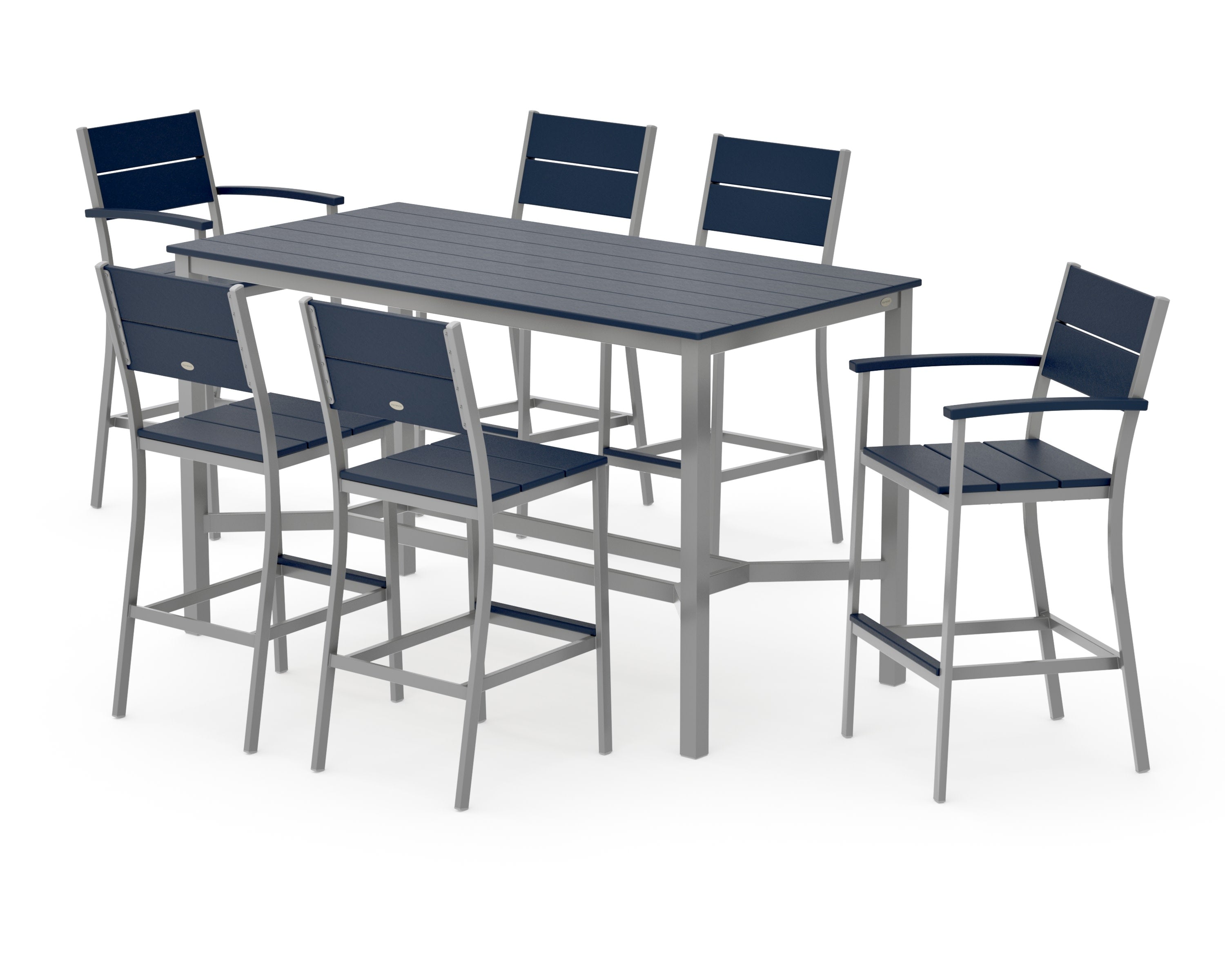 Main Street 7-Piece Bar Set in Silver / Navy