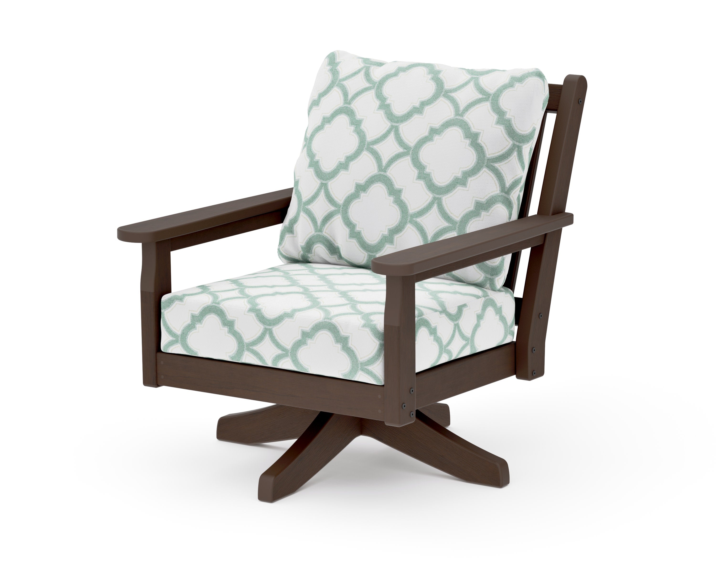 Chippendale Deep Seating Swivel Chair in Kona / Trellis Glacier Spa