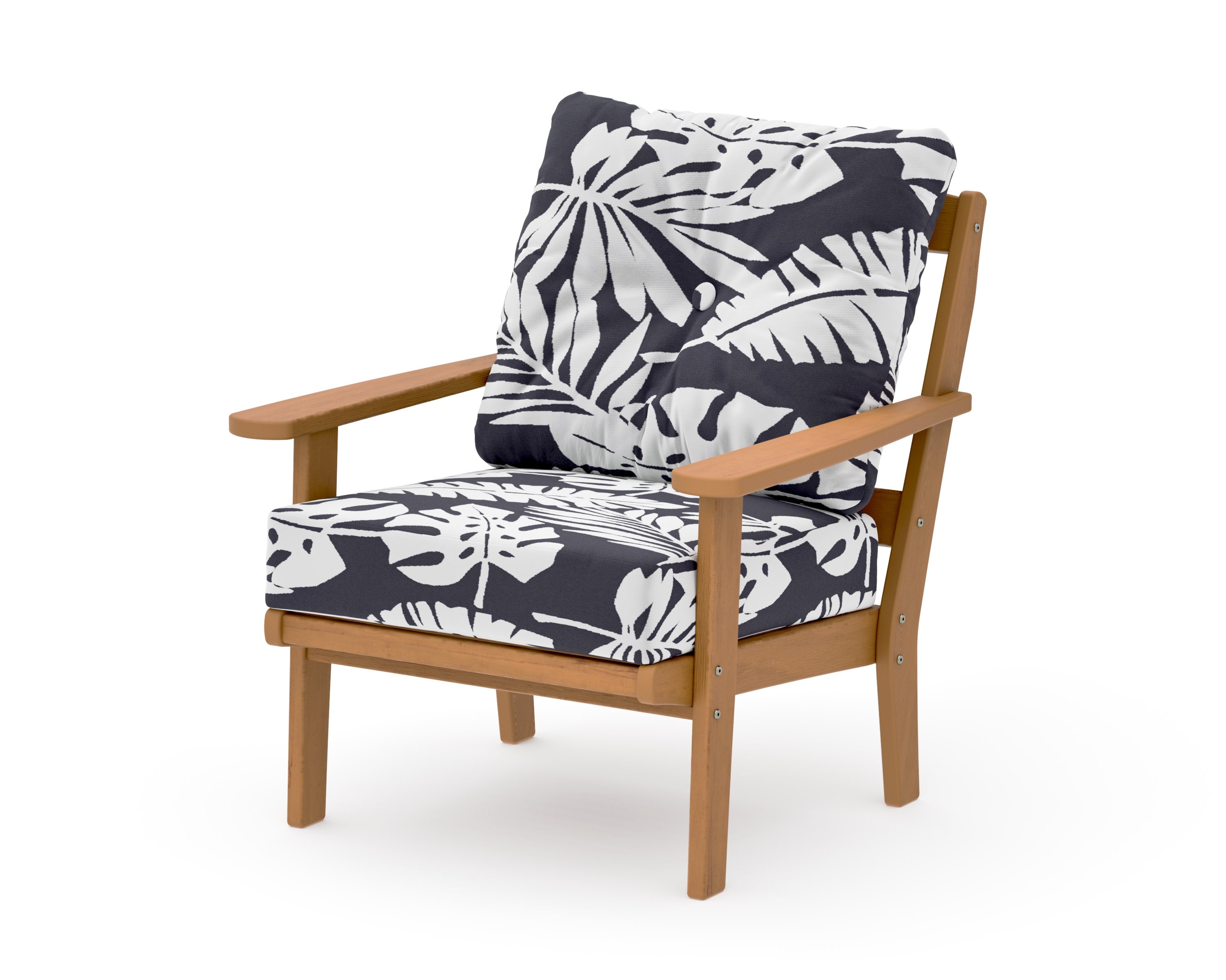 Mission Deep Seating Chair in Natural / Leaf Navy