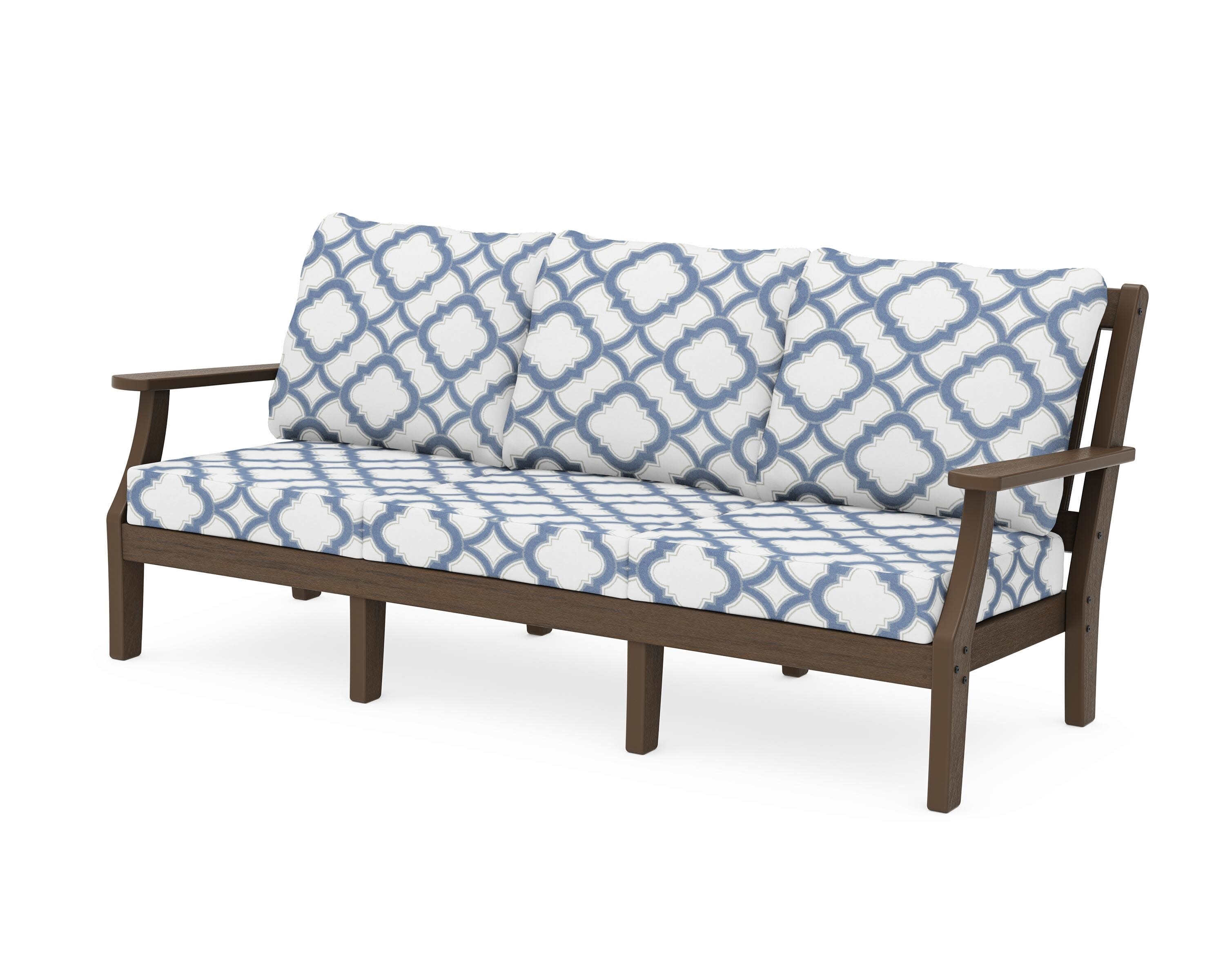 Chinoiserie Deep Seating Sofa in Kona / Trellis Sky Blue