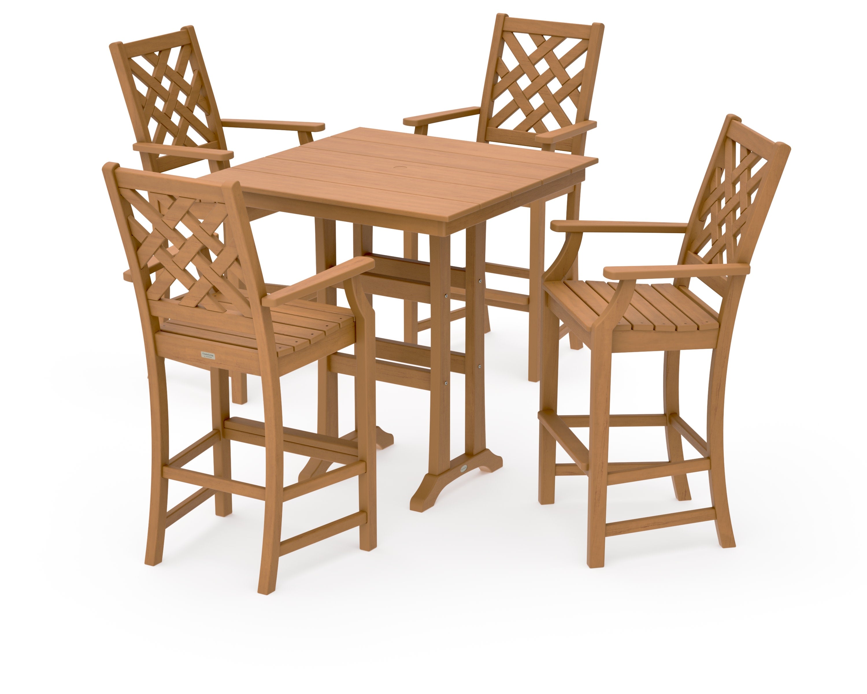 Wovendale 5-Piece Farmhouse Bar Set with Trestle Legs in Natural