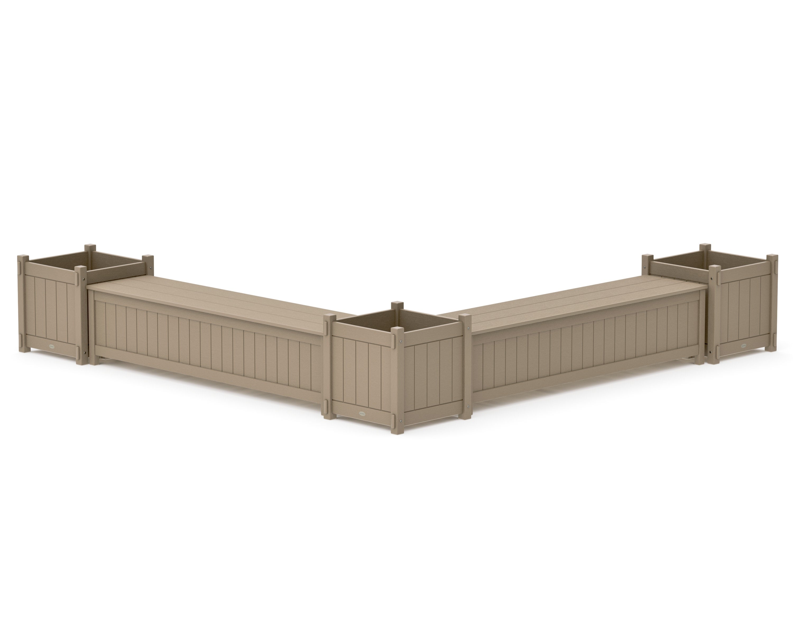 72" Vineyard L- Shaped Planter Storage Bench Corner Set- Large in Vintage Sahara