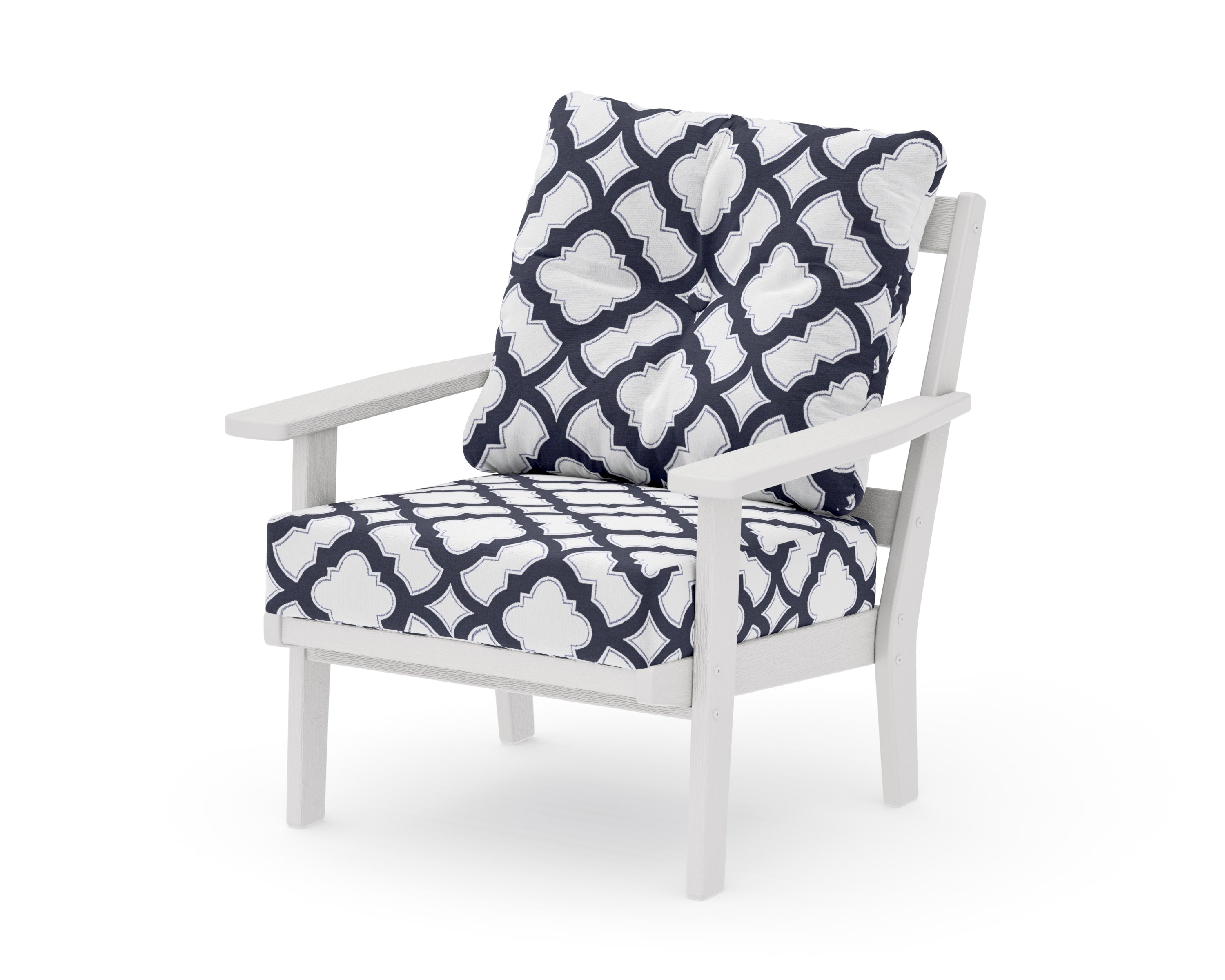 Oxford Deep Seating Chair in Vintage White / Trellis Navy