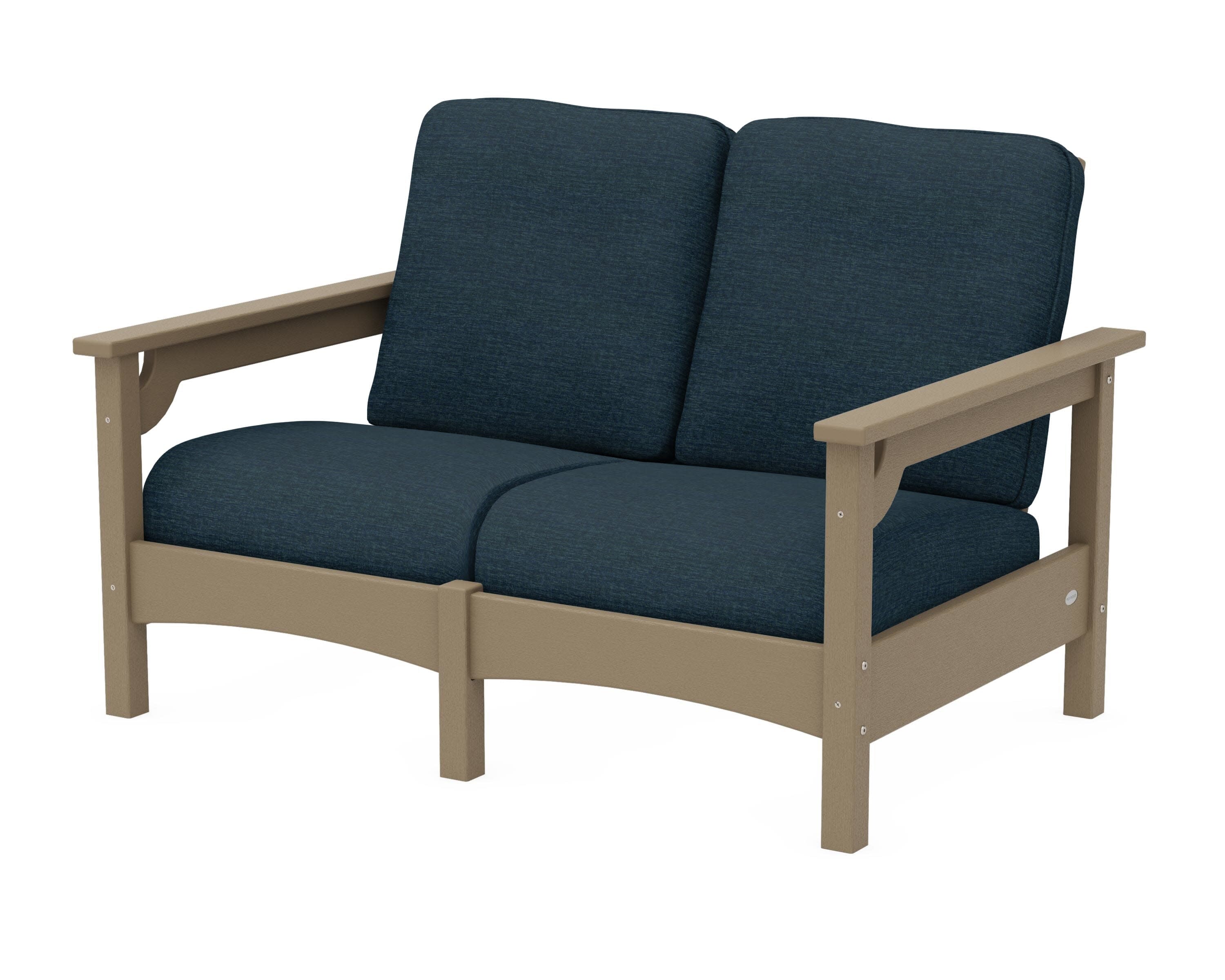 Club Loveseat in Vintage Sahara / Platform Indigo
