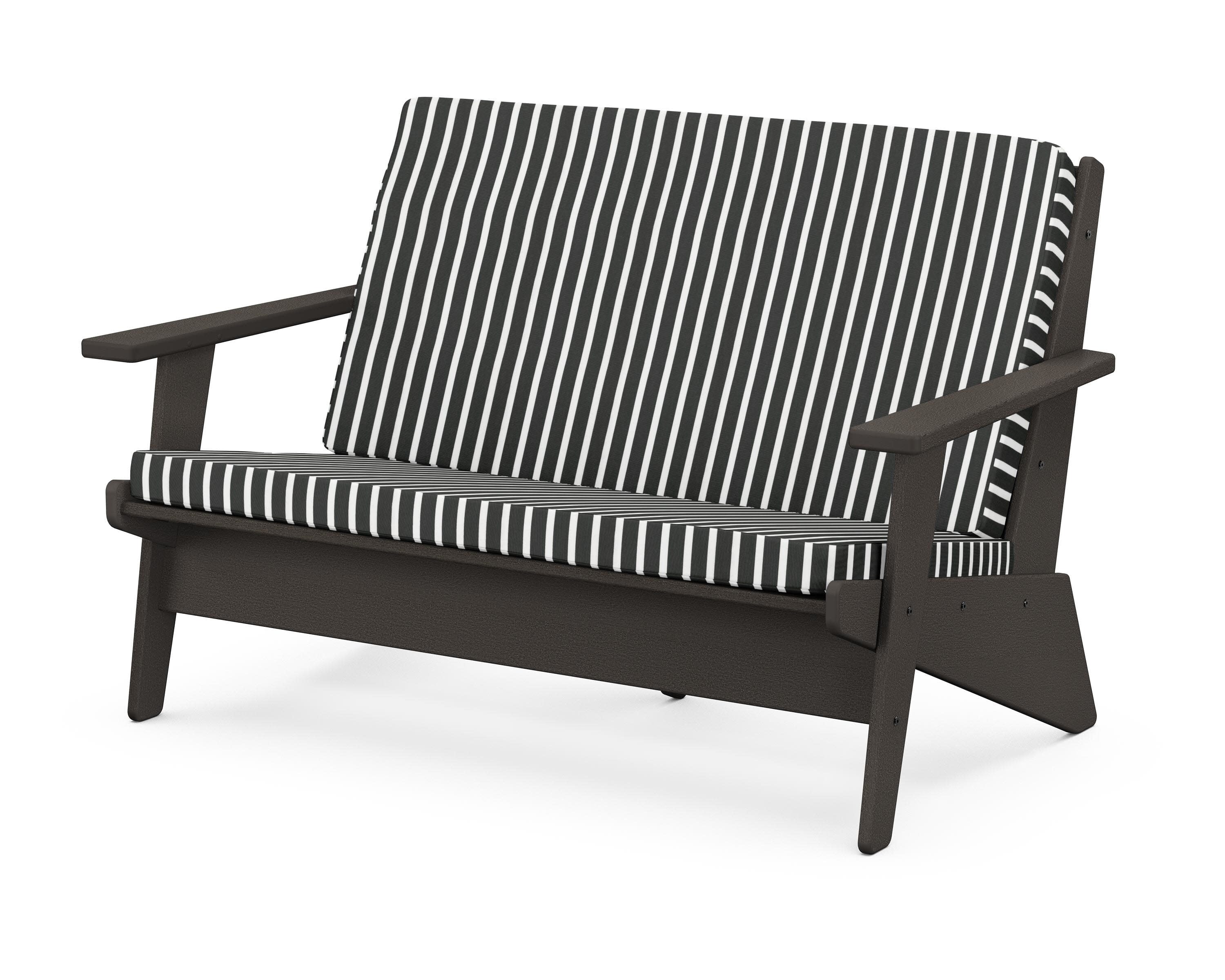 Riviera Modern Lounge Loveseat in Vintage Coffee / Shore Classic