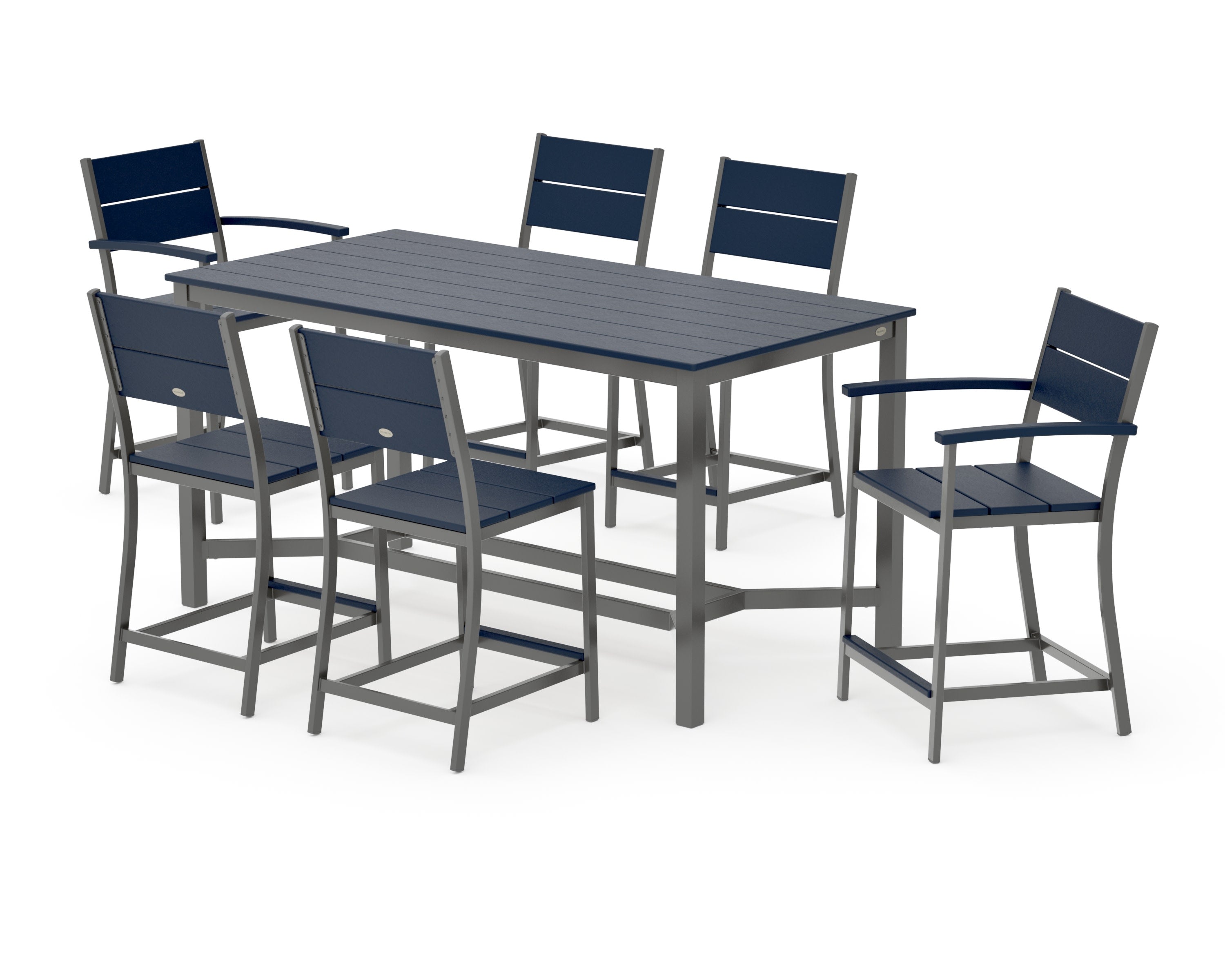 Main Street 7-Piece Counter Set in Charcoal / Navy