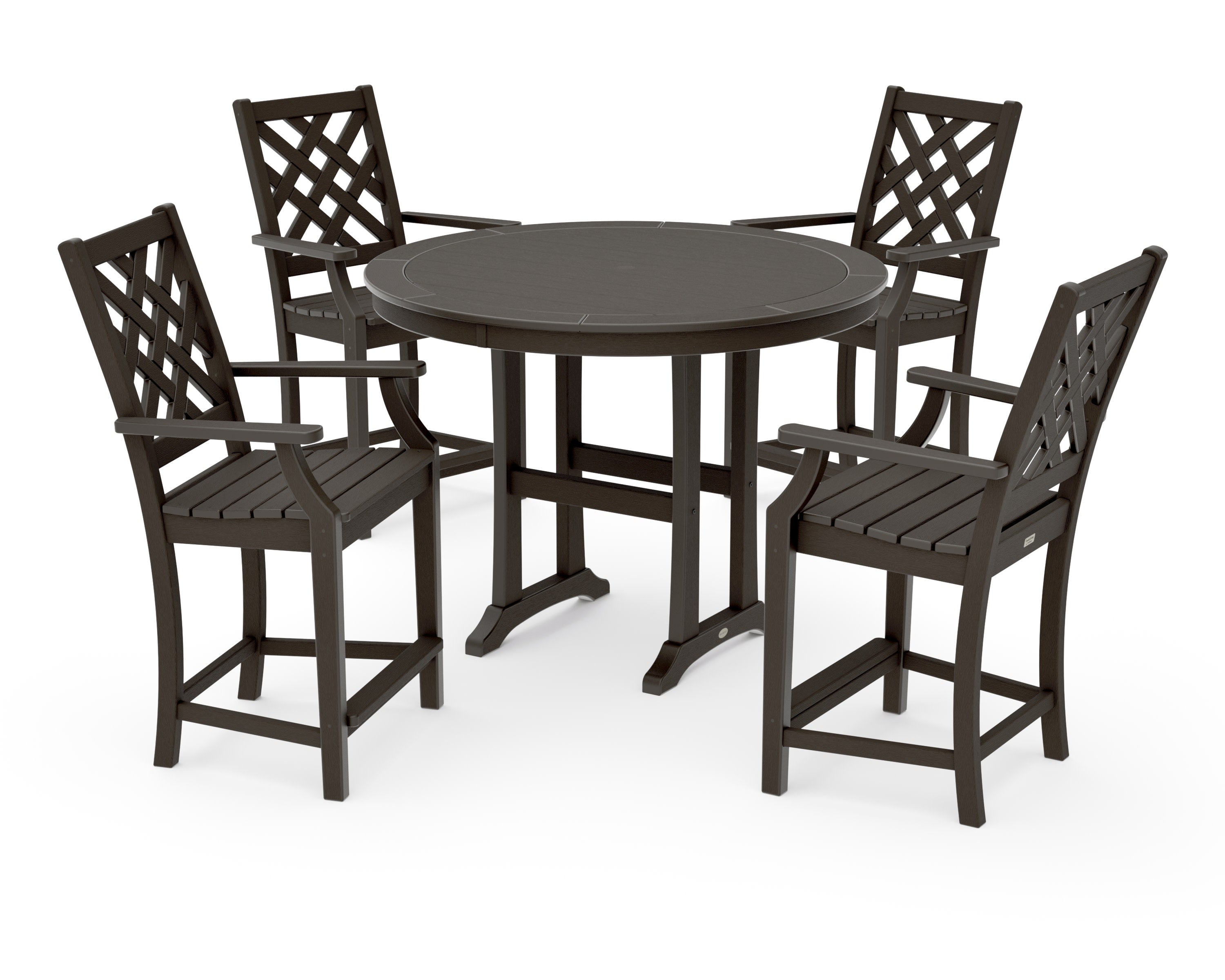 Wovendale 5-Piece Round Counter Set in Vintage Coffee