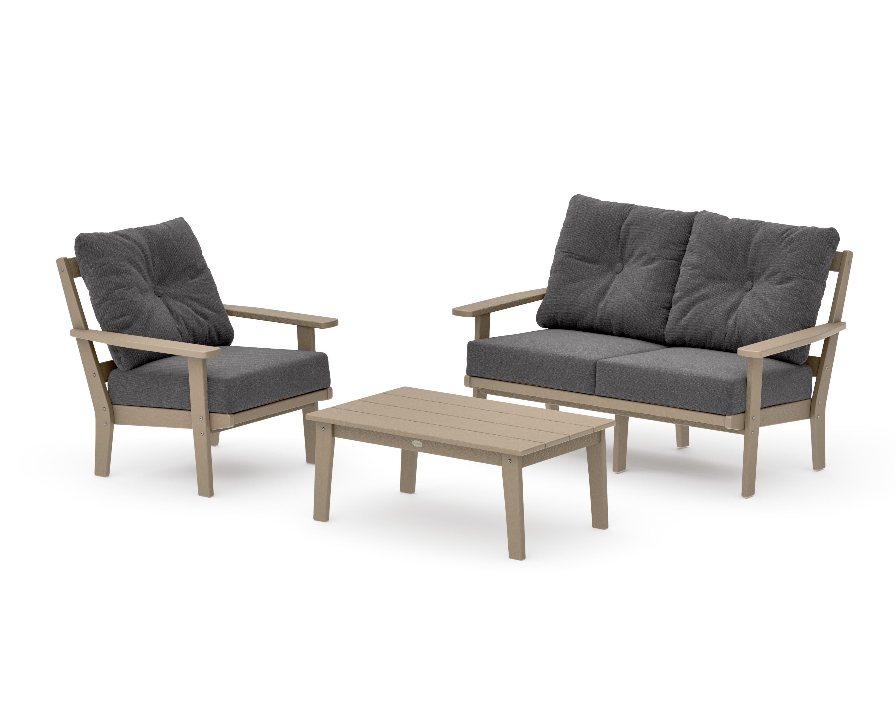 Prairie 3-Piece Deep Seating Set with Loveseat in Vintage Sahara / Ash Charcoal