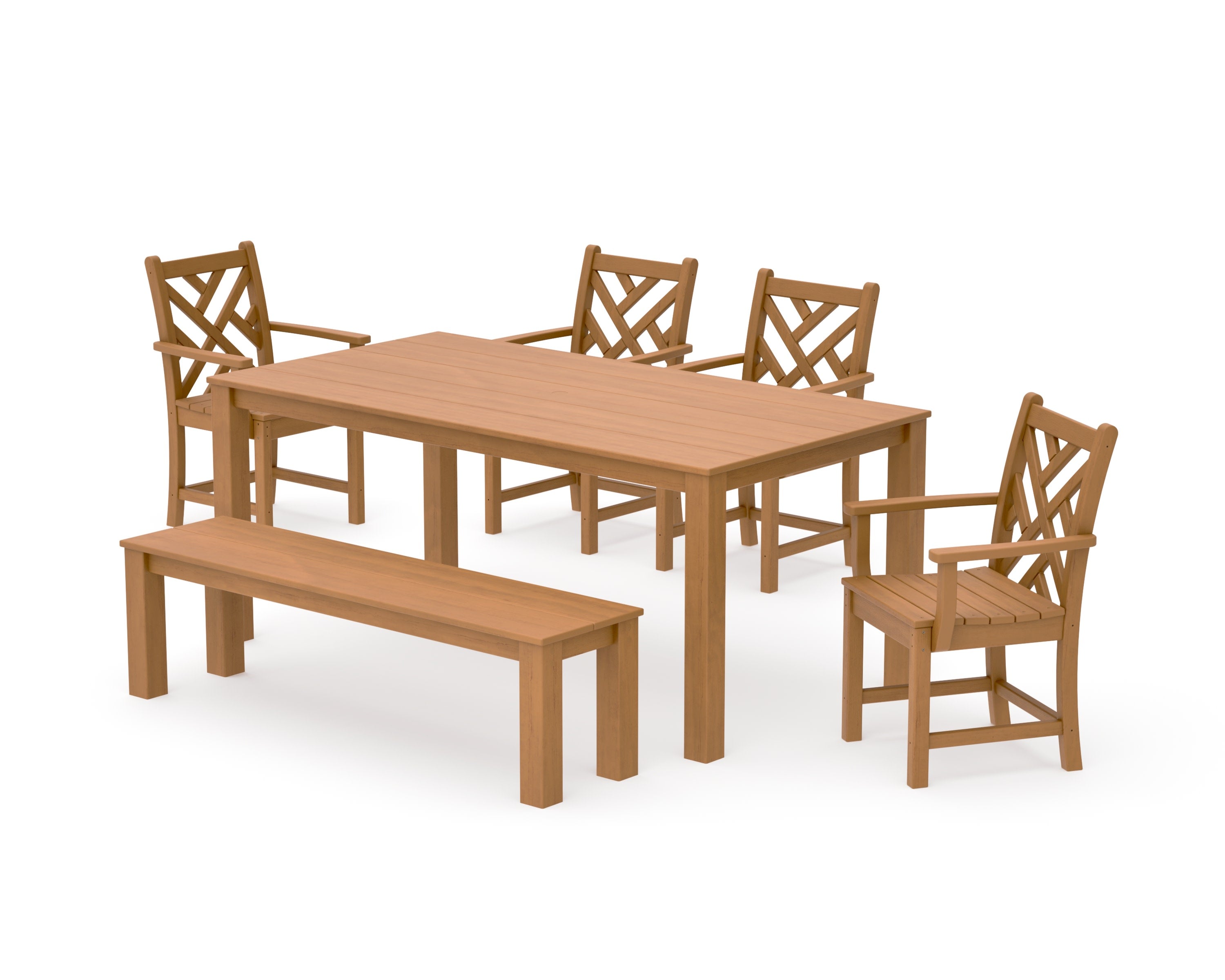 Chippendale 6-Piece Parsons Dining Set with Bench in Natural