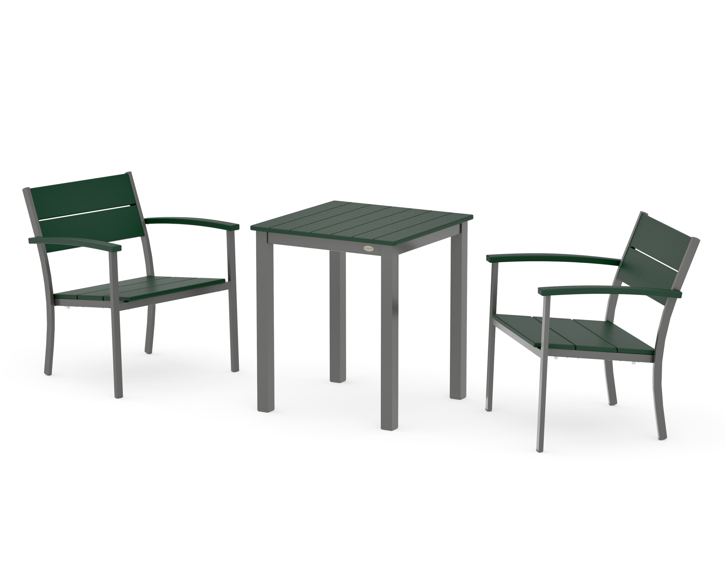 Main Street 3-Piece Square Dining Set in Charcoal / Green