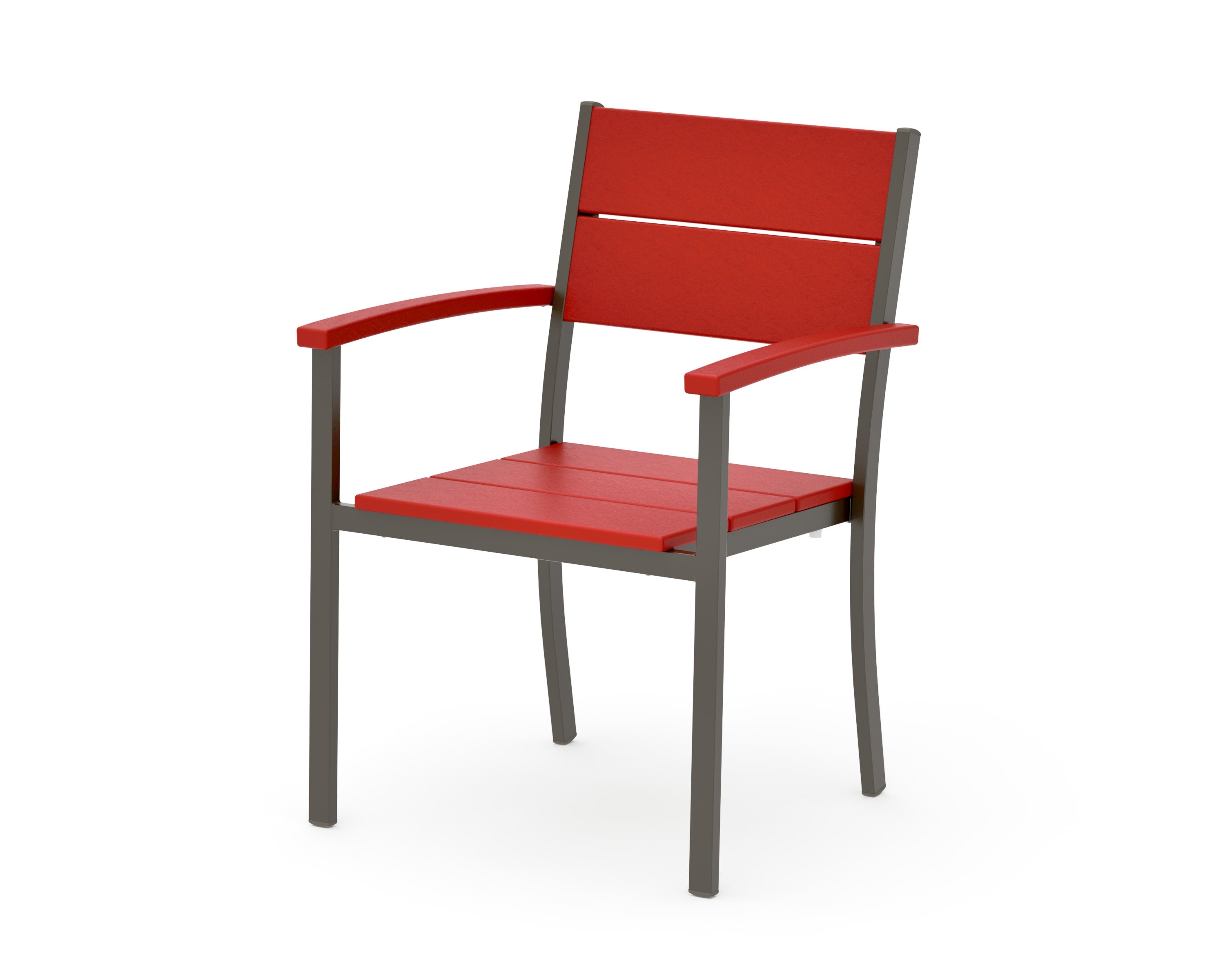 Main Street Stacking Dining Arm Chair in Bronze / Sunset Red