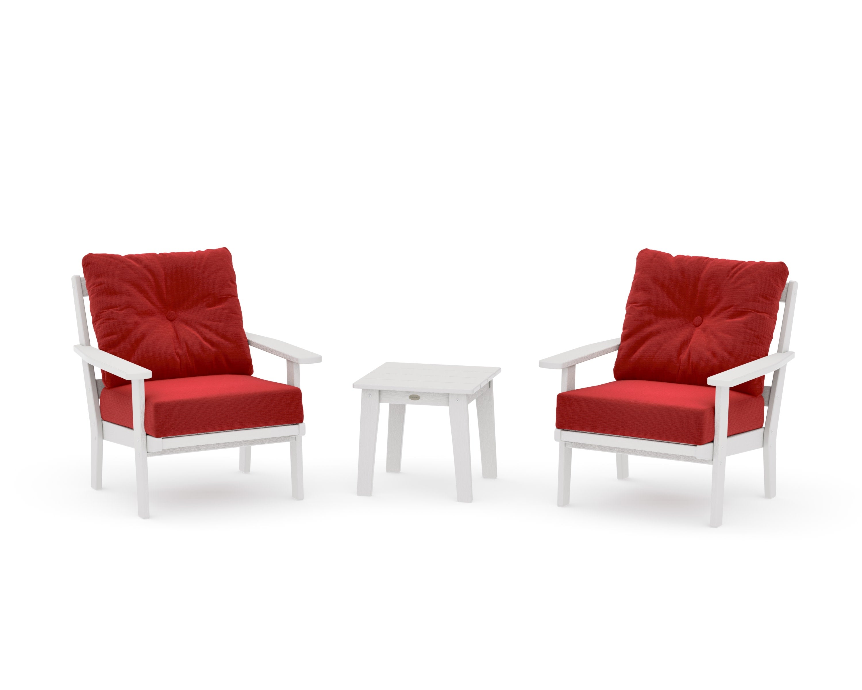 Prairie 3-Piece Deep Seating Set in Vintage White / Crimson Linen