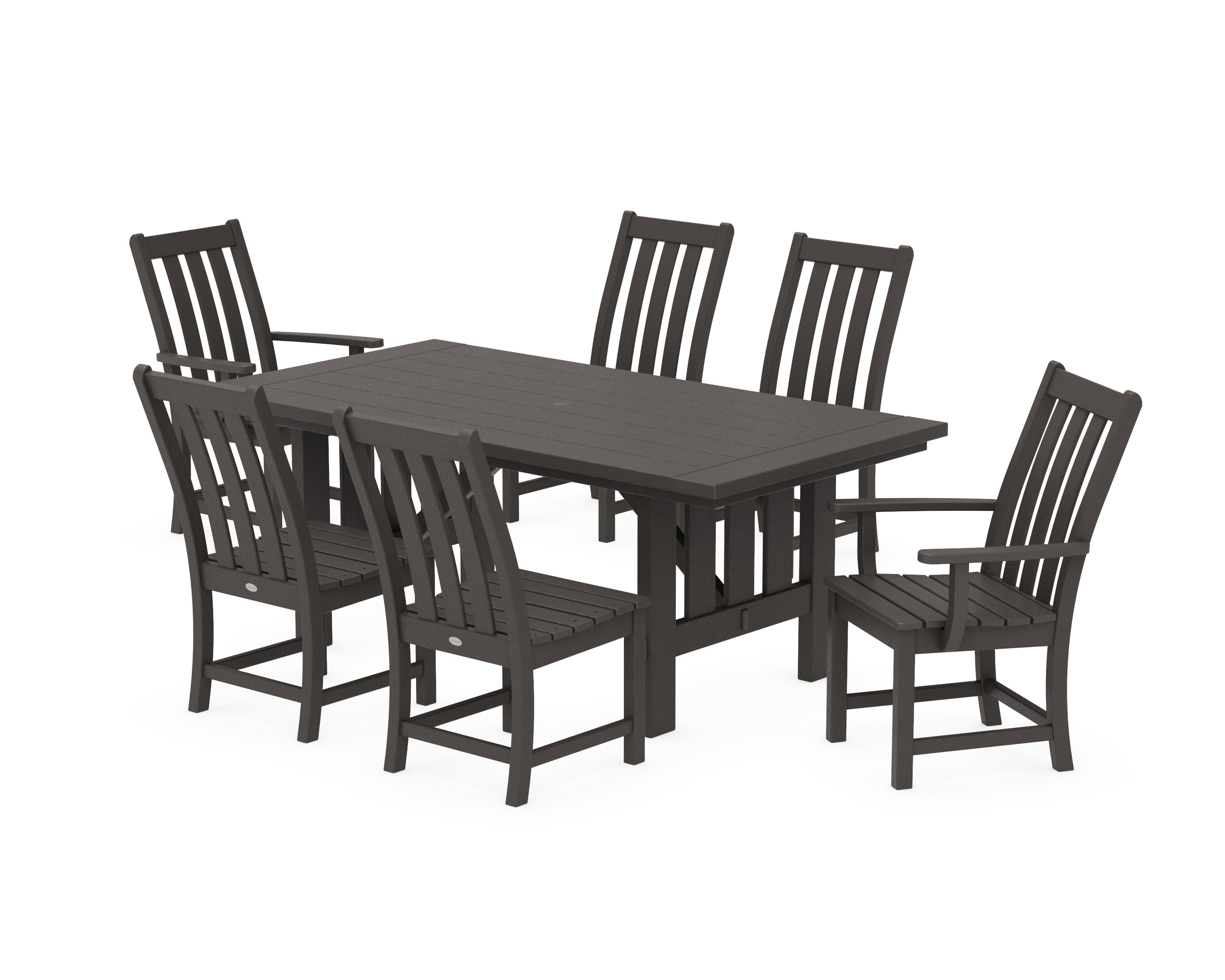 Vineyard 7-Piece Dining Set with Mission Table in Vintage Coffee
