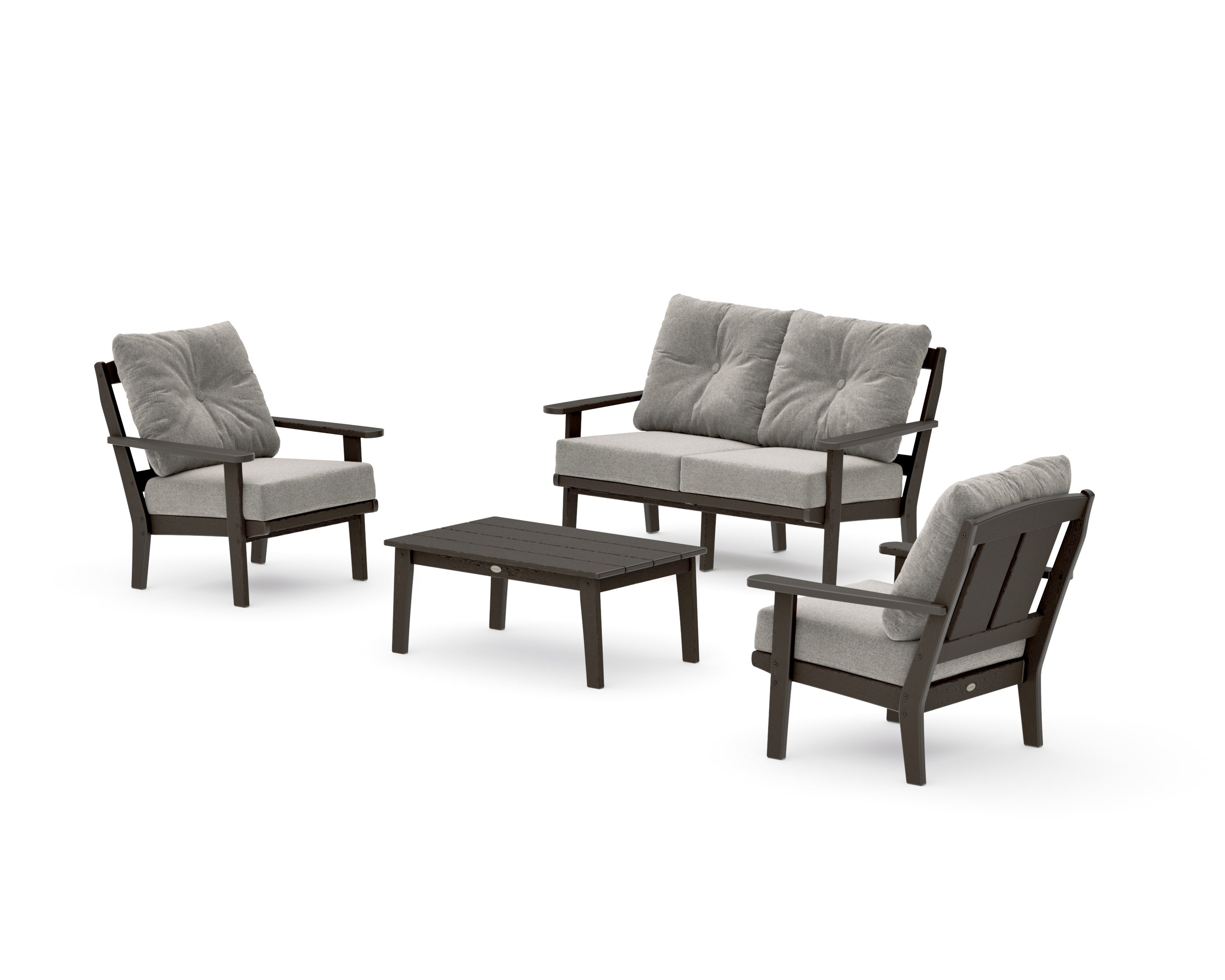 Mission 4-Piece Deep Seating Set with Loveseat in Vintage Coffee / Weathered Tweed