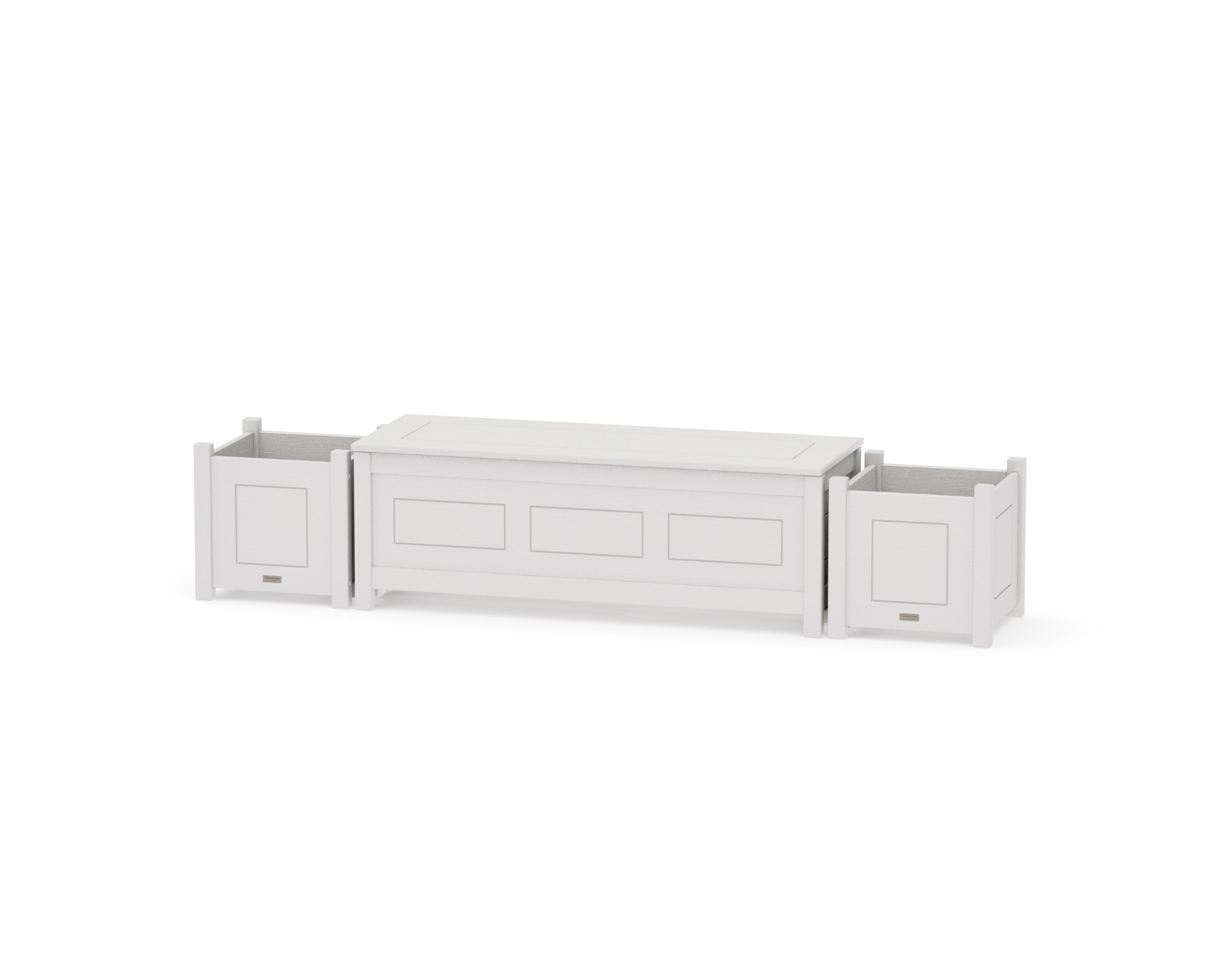 48" Country Living Straight Planter Storage Bench Set in Vintage White