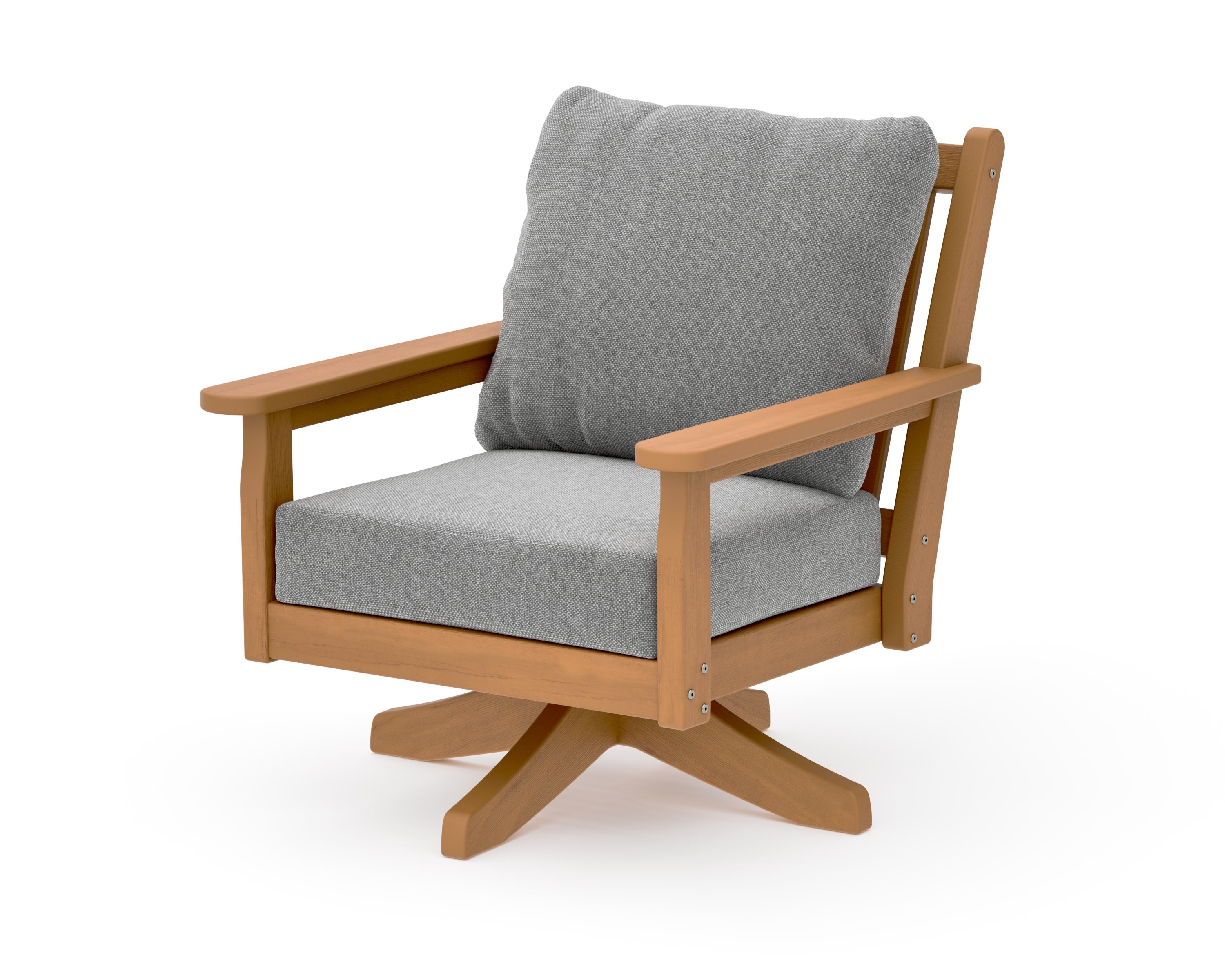 Chippendale Deep Seating Swivel Chair in Natural / Grey Mist
