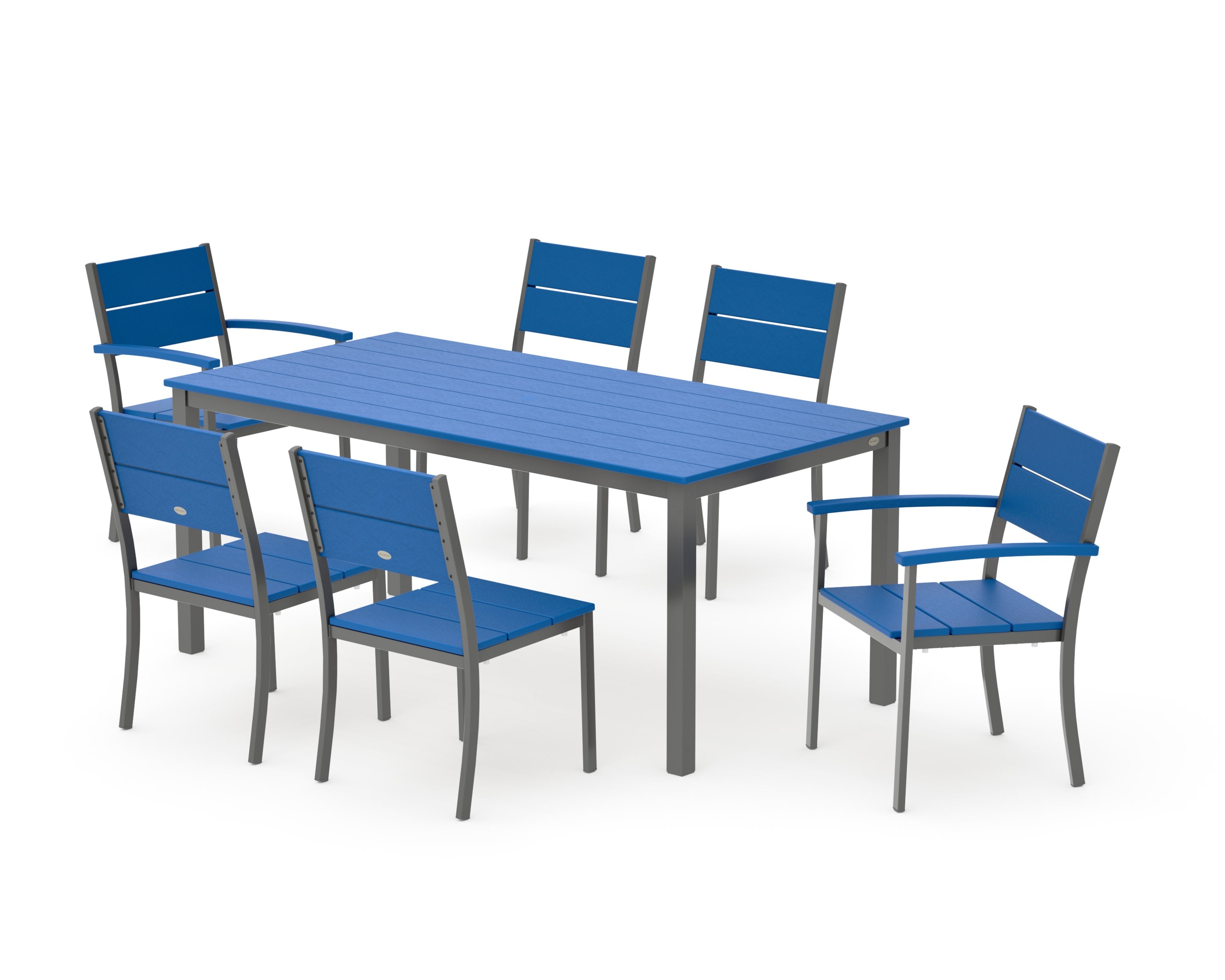 Main Street 7-Piece Dining Set in Charcoal / Pacific Blue
