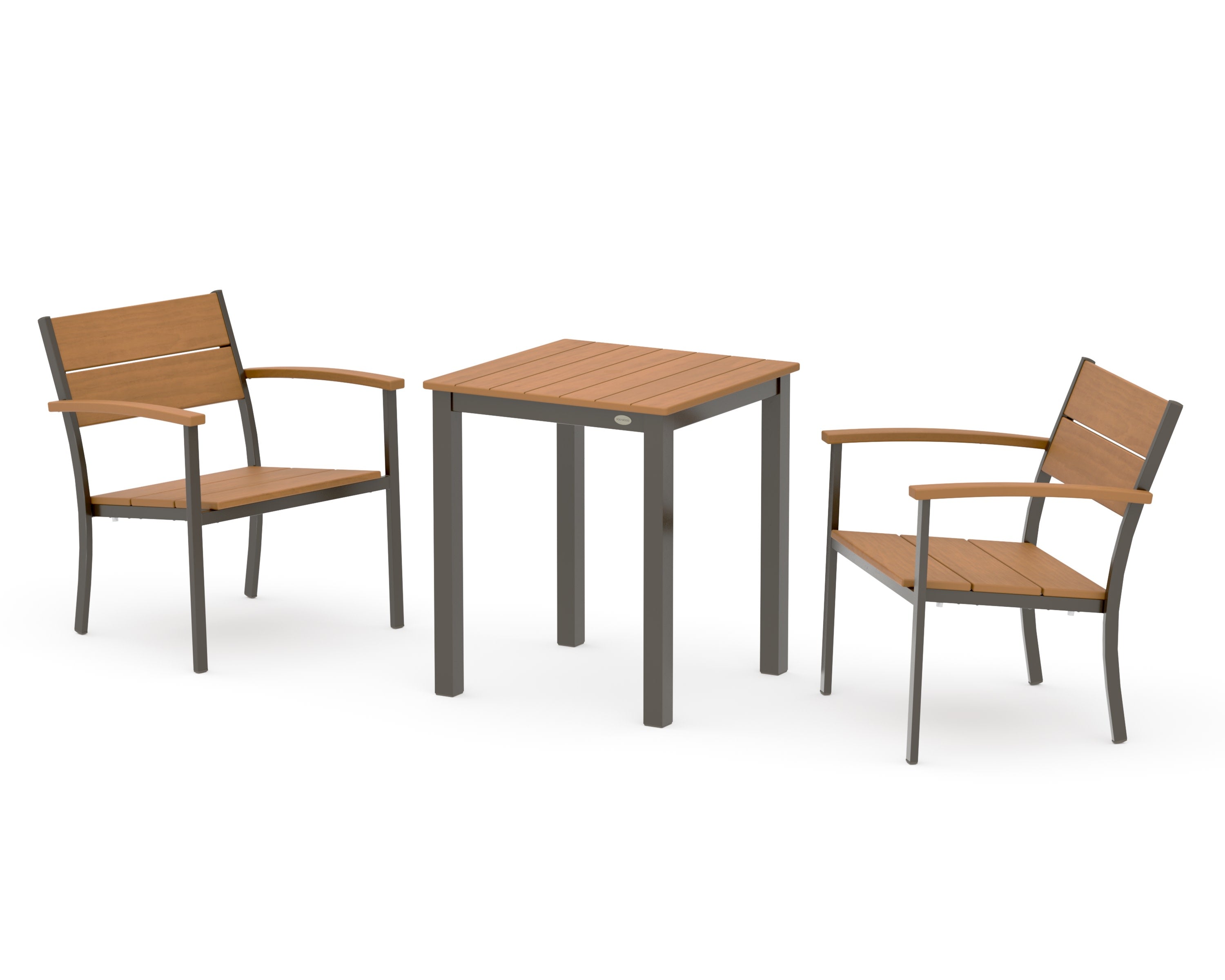 Main Street 3-Piece Square Dining Set in Bronze / Natural