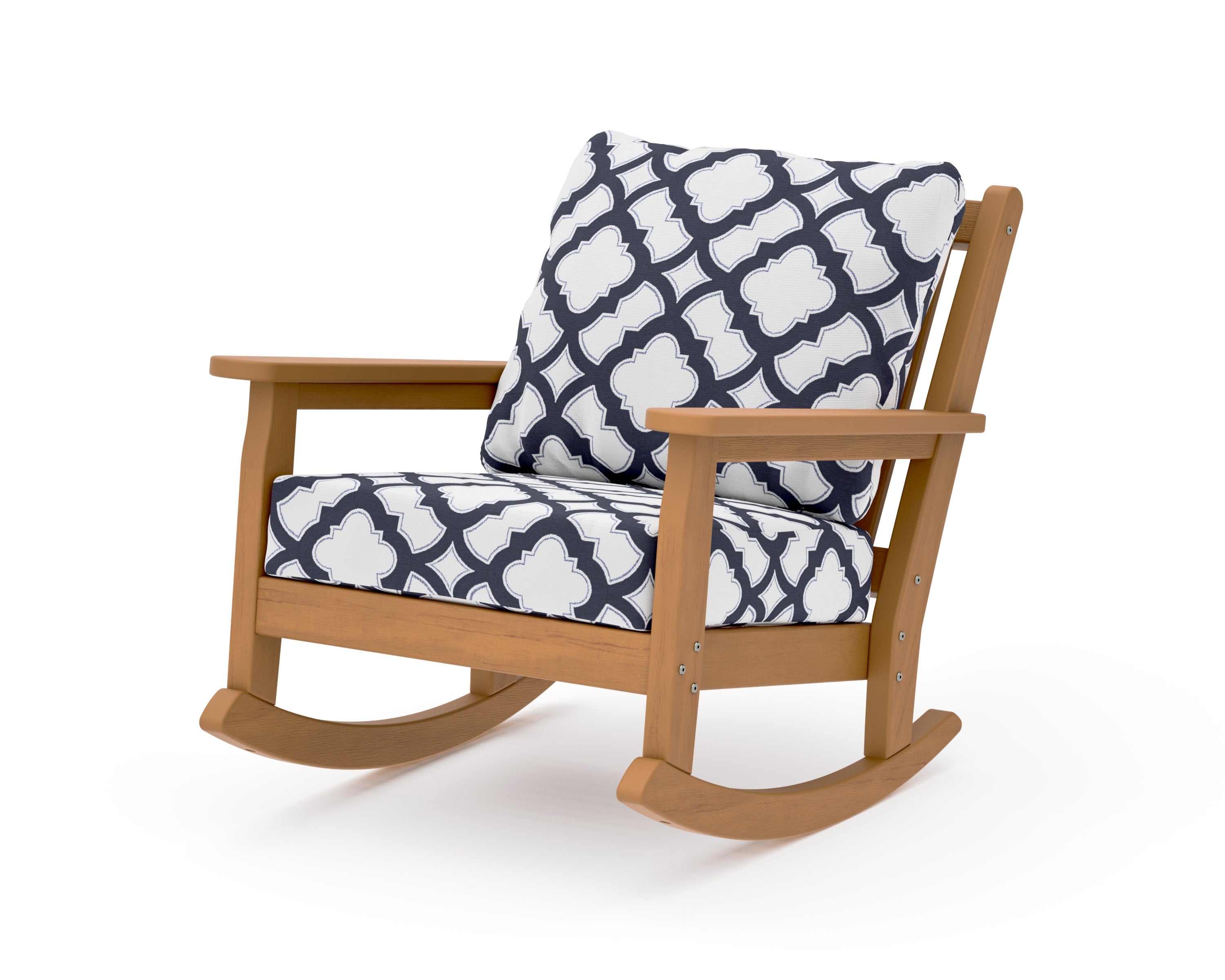 Chippendale Deep Seating Rocking Chair in Natural / Trellis Navy