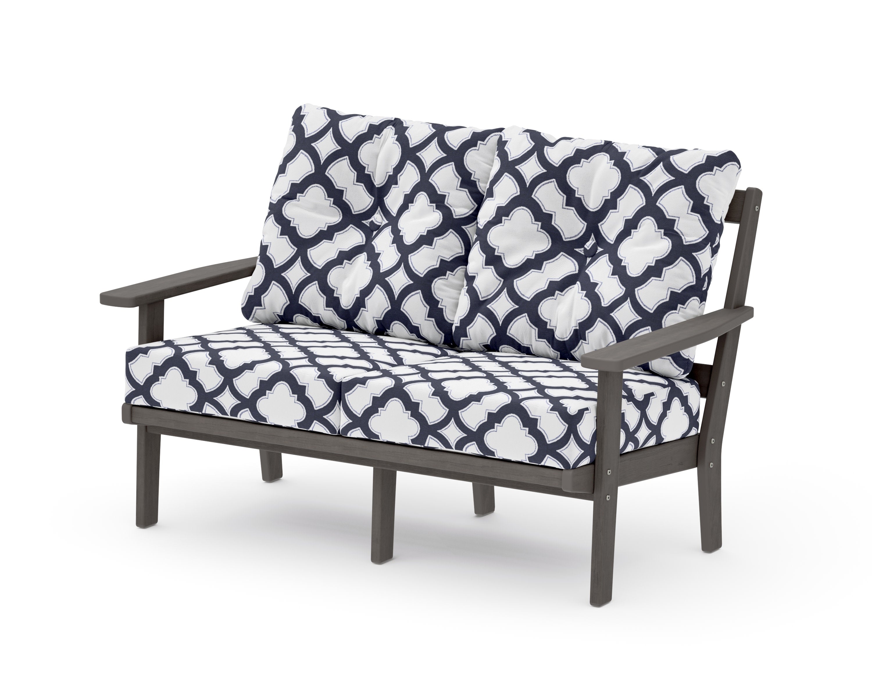 Prairie Deep SeatingLoveseat in Driftwood / Trellis Navy