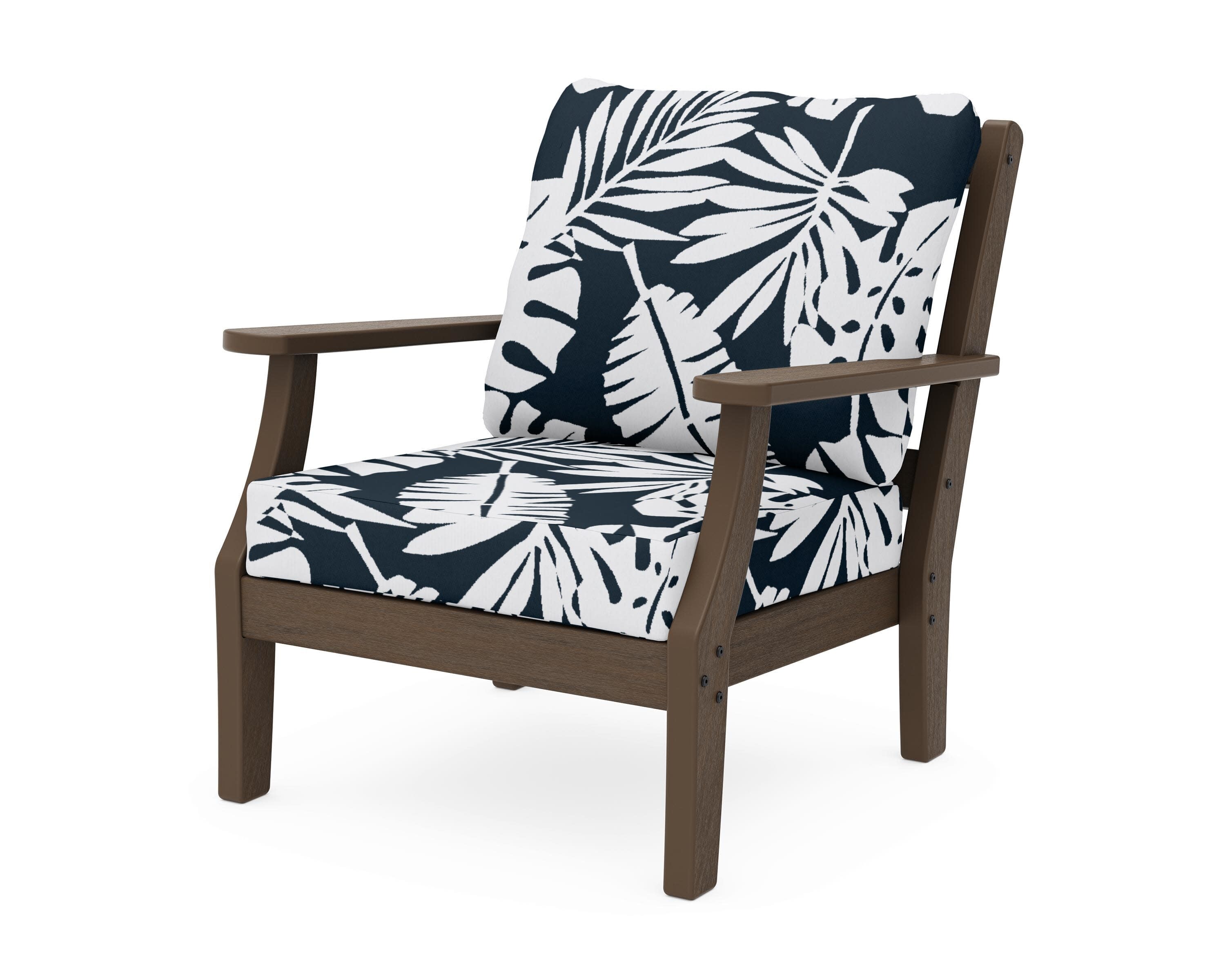 Chinoiserie Deep Seating Chair in Kona / Leaf Marine Indigo