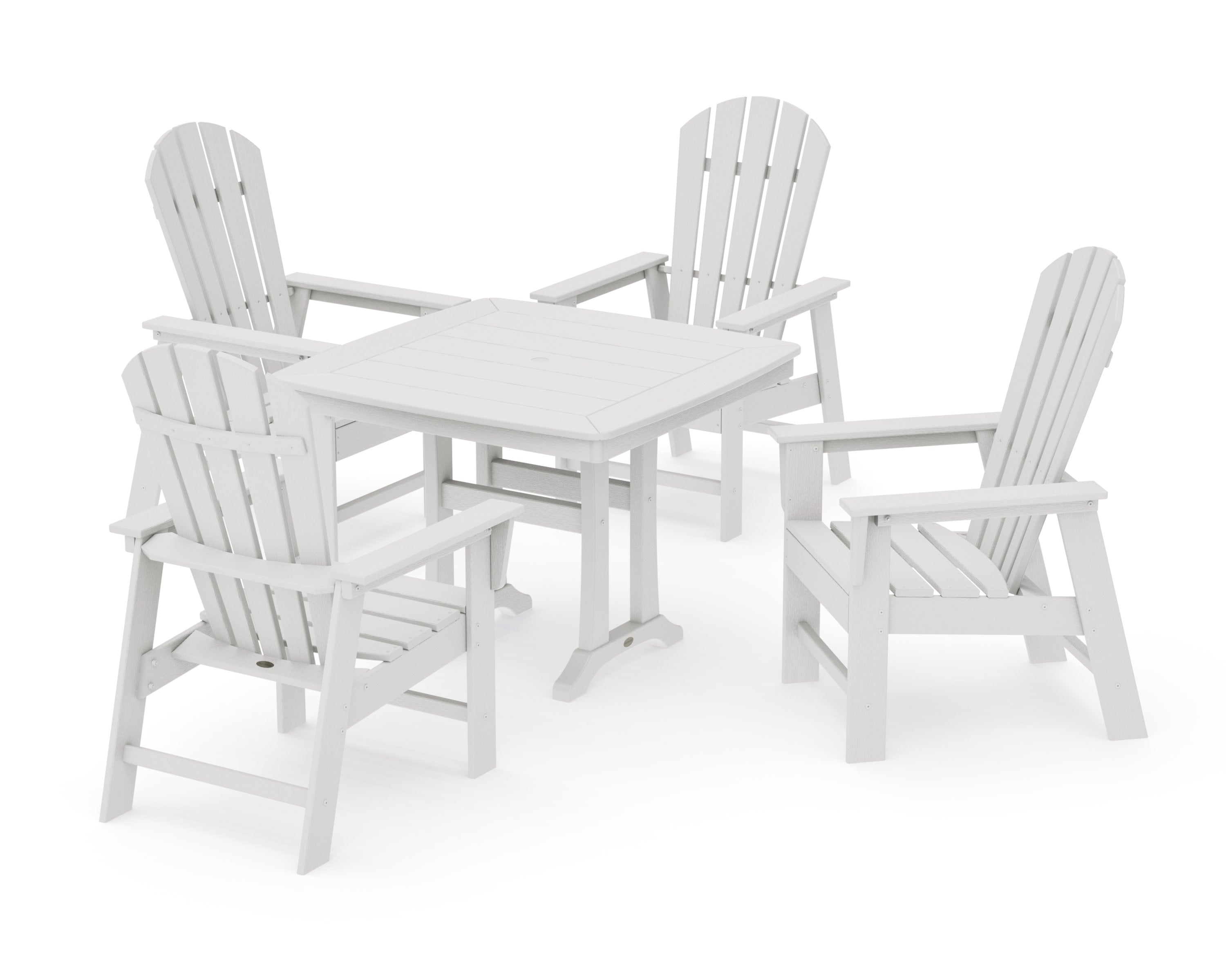 South Beach 5-Piece Dining Set with Trestle Legs in Vintage White