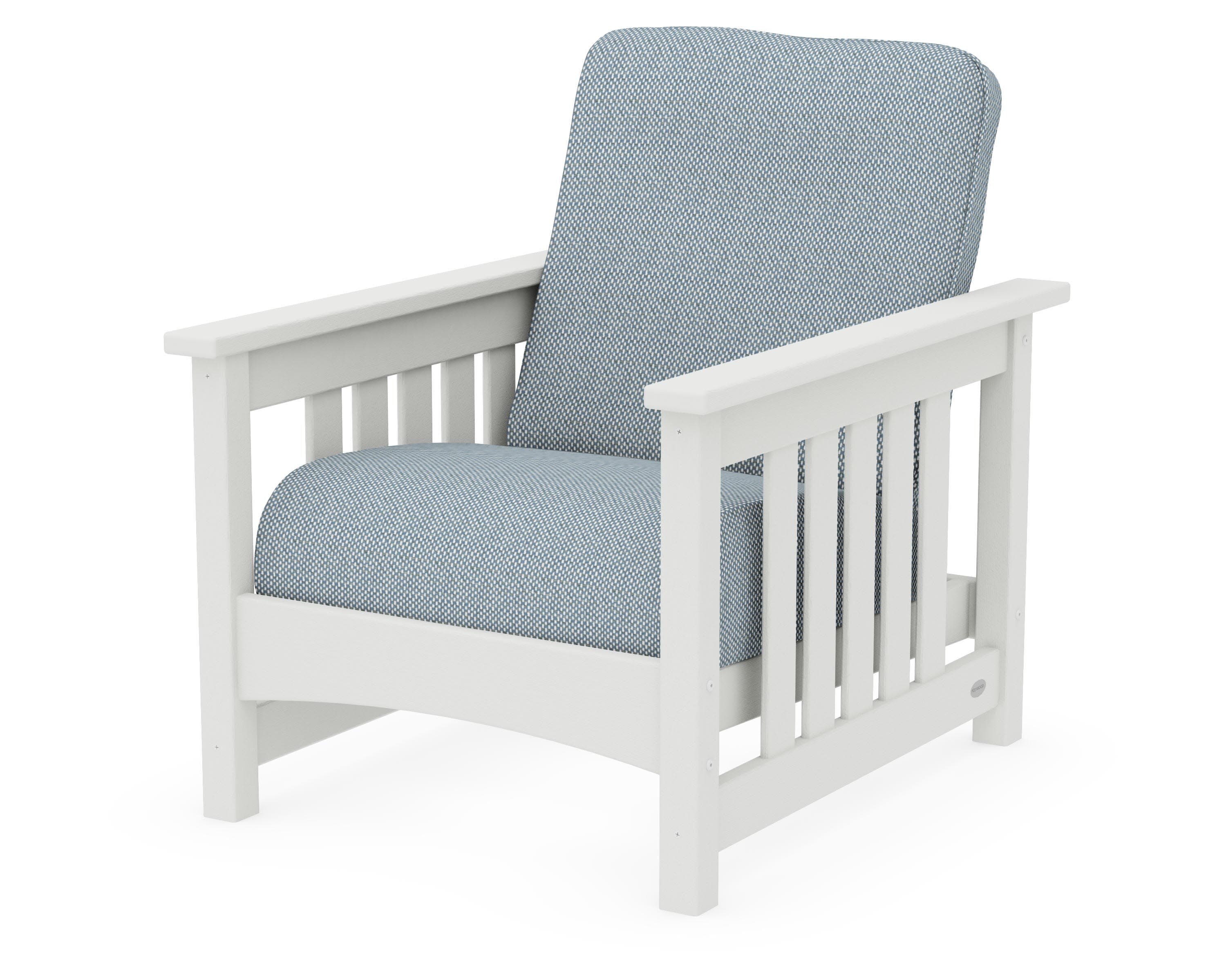 Club Mission Chair in Vintage White / Exhale Sky
