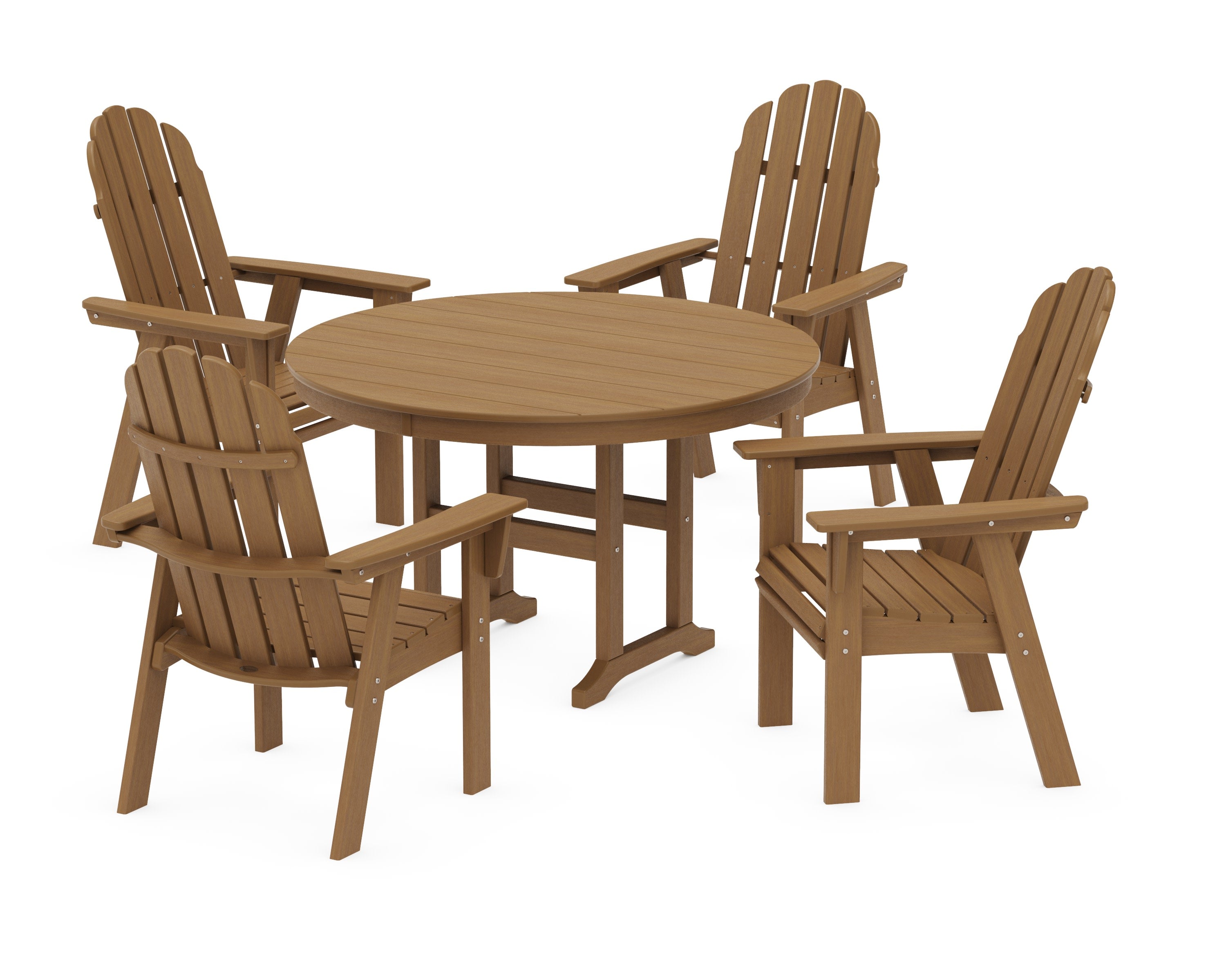 Vineyard Curveback Adirondack 5-Piece Round Farmhouse Dining Set in Natural