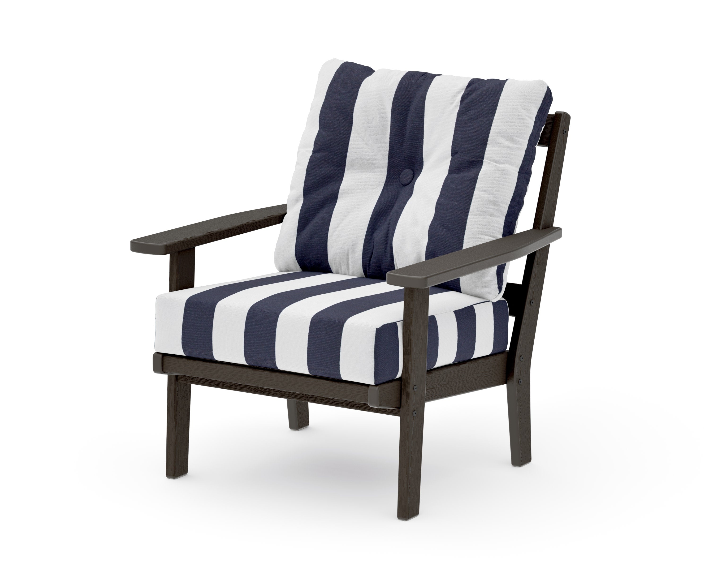Prairie Deep Seating Chair in Vintage Coffee / Cabana Stripe Navy