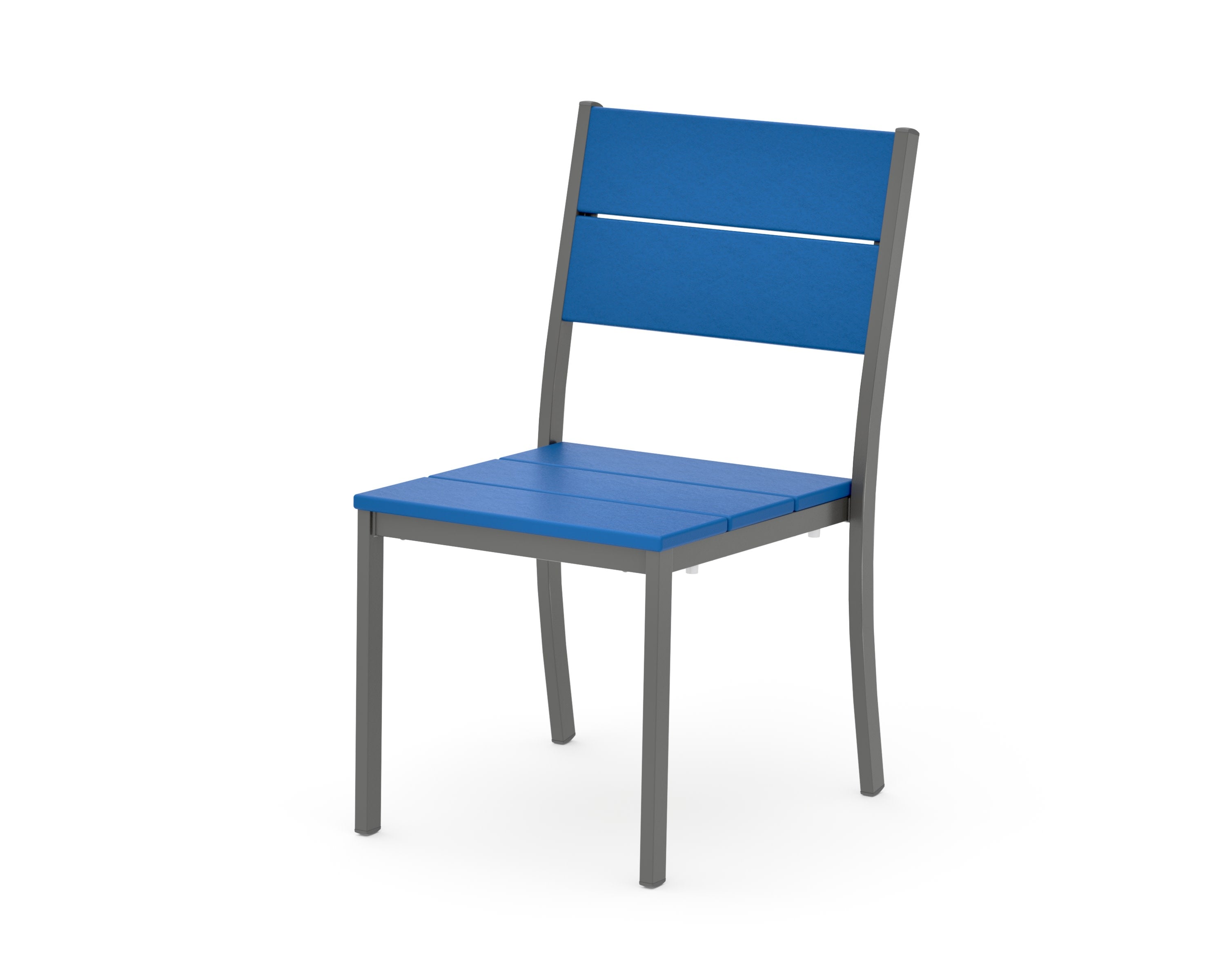 Main Street Stacking Dining Side Chair in Charcoal / Pacific Blue