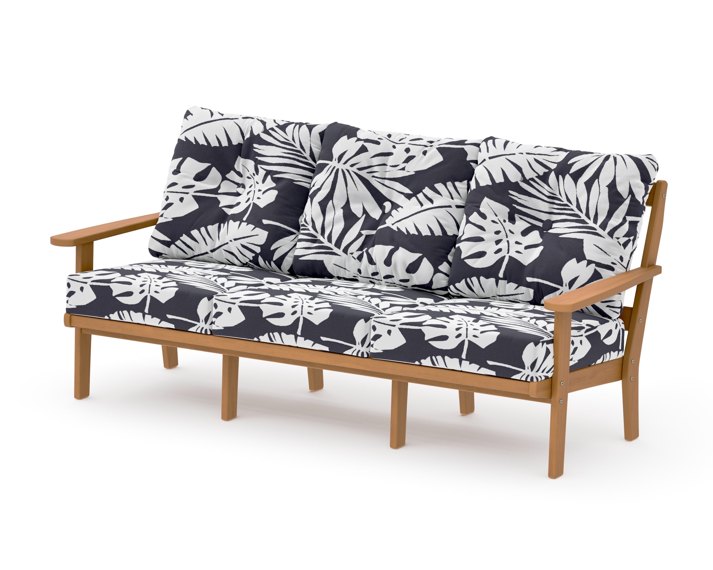 Mission Deep Seating Sofa in Natural / Leaf Navy