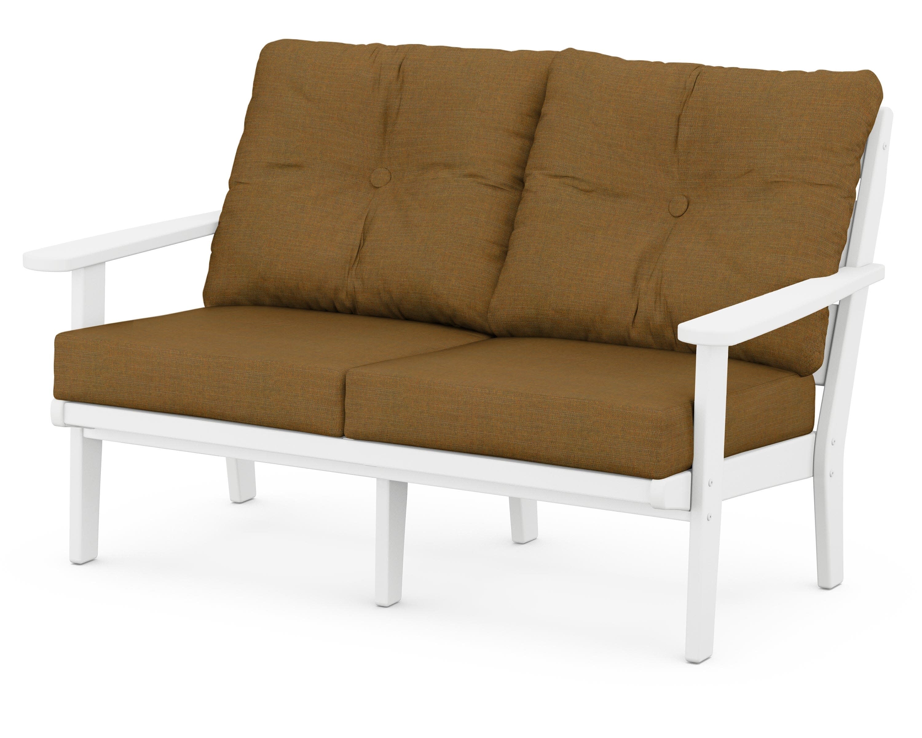 Lakeside Deep Seating Loveseat in White / Exhale Teak